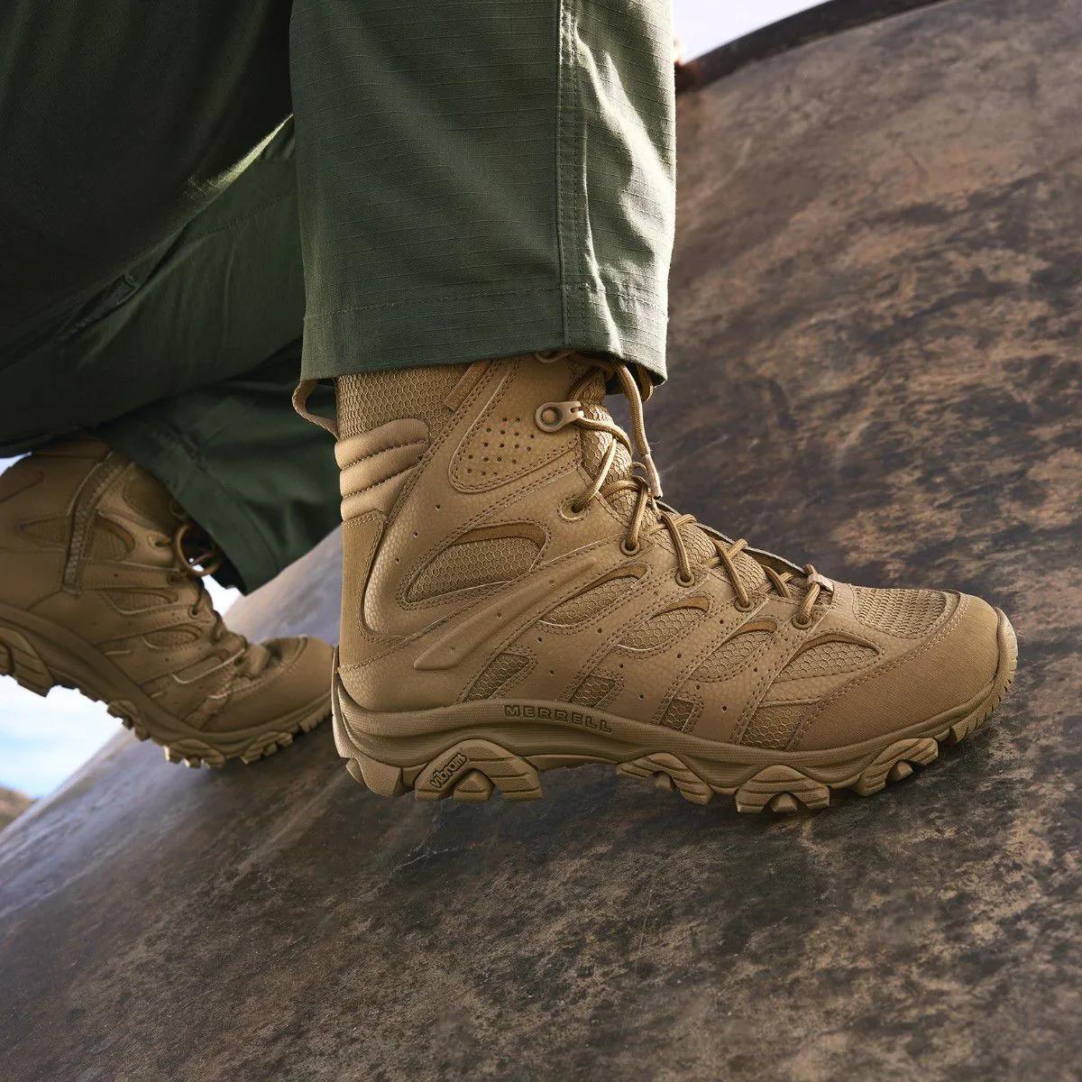 Merrell Men's Moab 3 8" Tactical Zip Waterproof Wide Width Dark Coyote