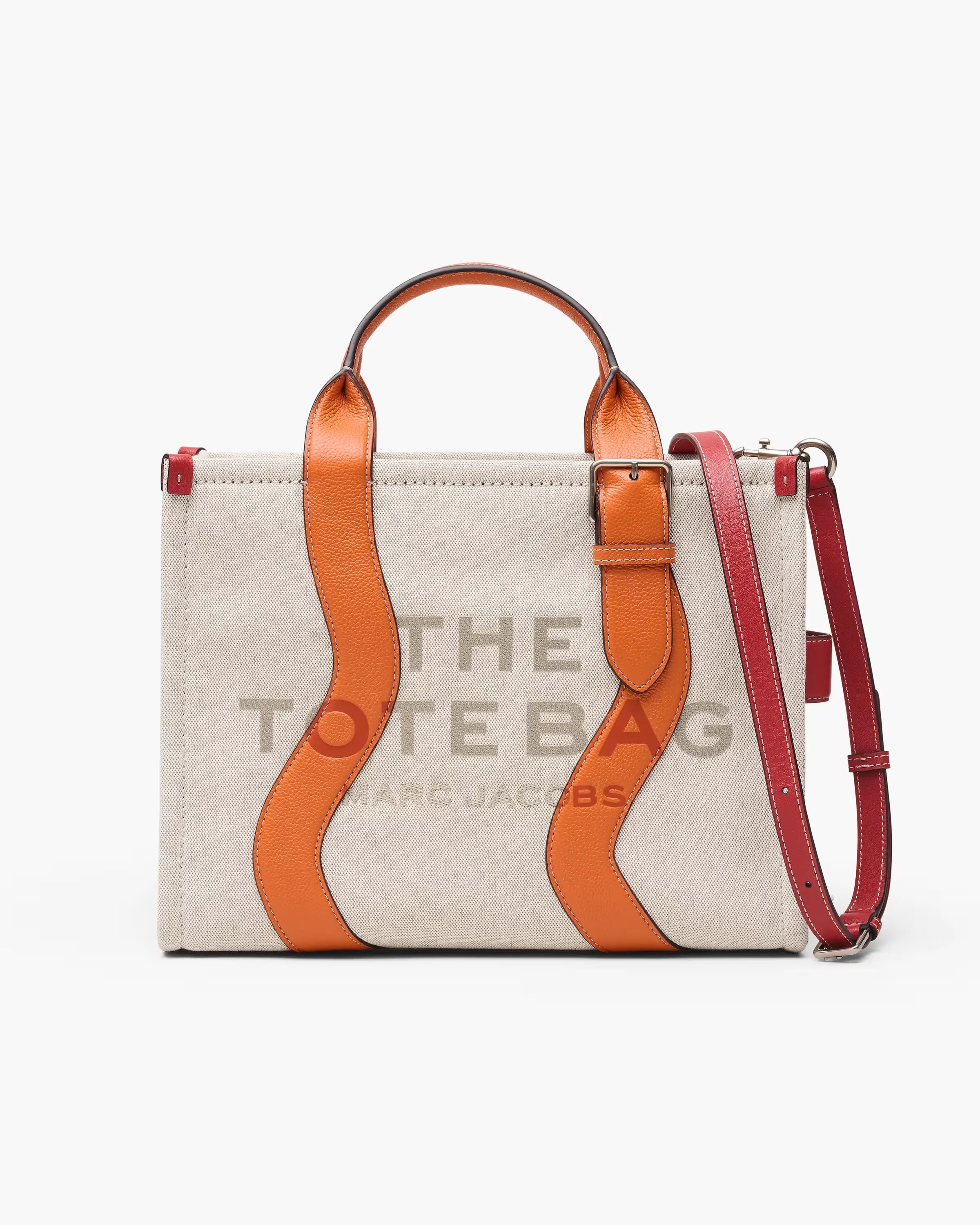 Marc Jacobs The Wavy Canvas Medium Tote Bag Beige/Orange