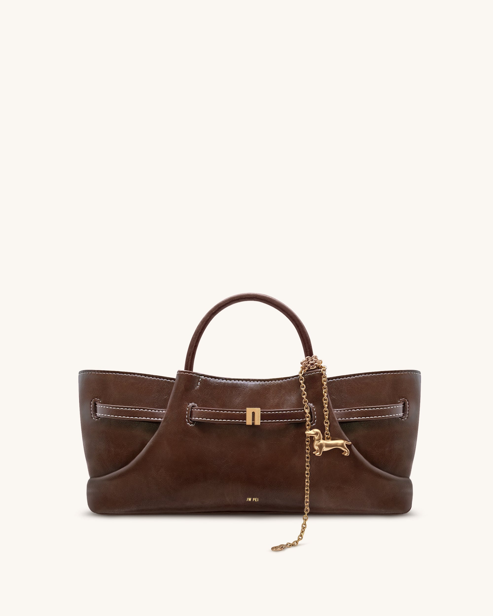 Jw Pei Maeve Dachshund Metal Charm Tote Bag Dark Brown
