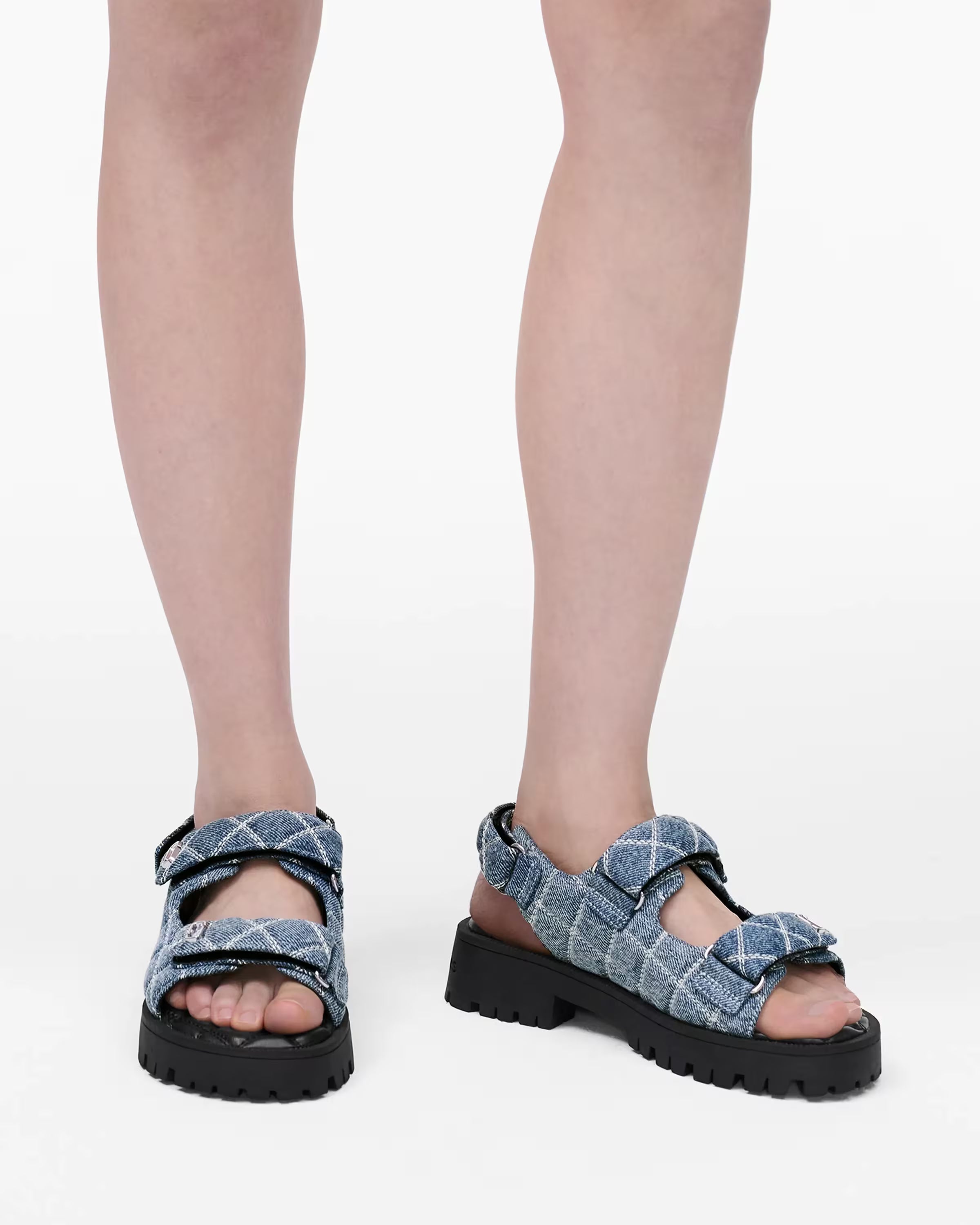 Marc Jacobs The Quilted Denim Sunny Sandal Light Wash Indigo