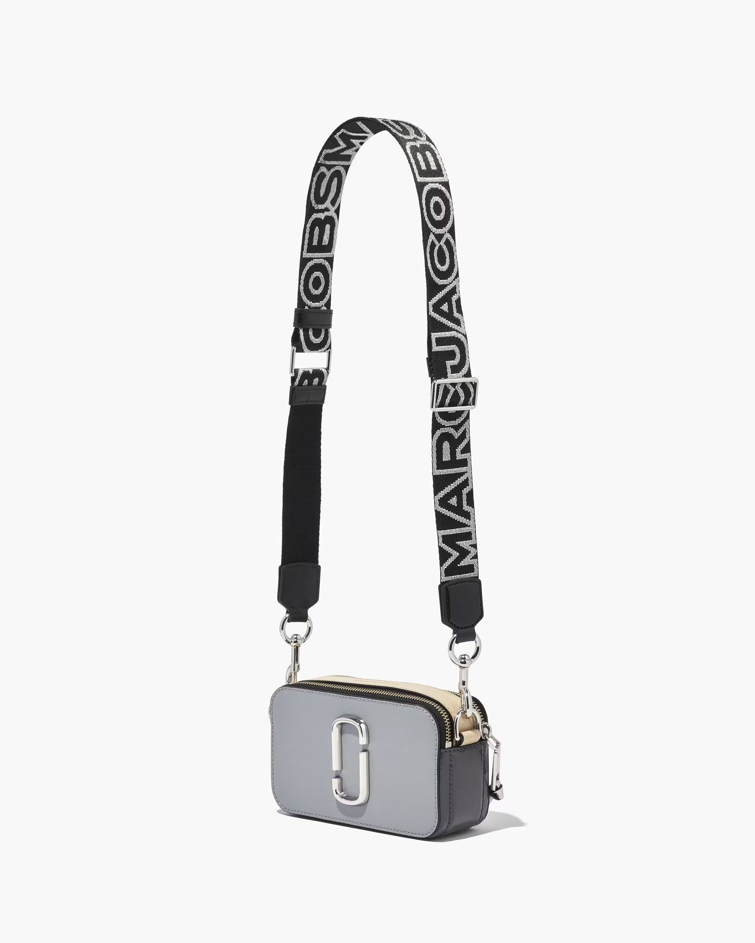 Marc Jacobs The Thin Outline Logo Webbing Strap Black/Silver