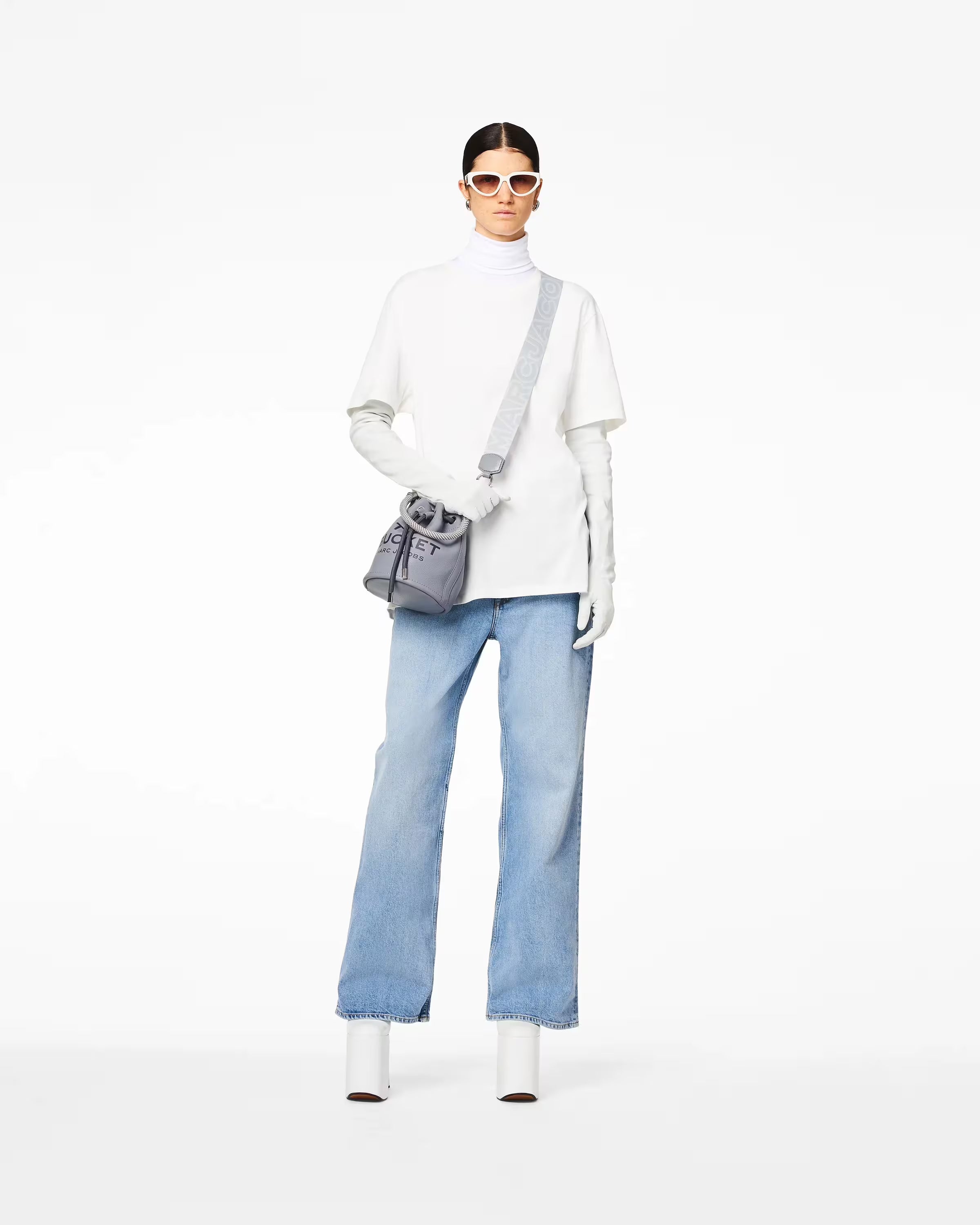 Marc Jacobs The Thin Outline Logo Webbing Strap Wolf Grey Multi