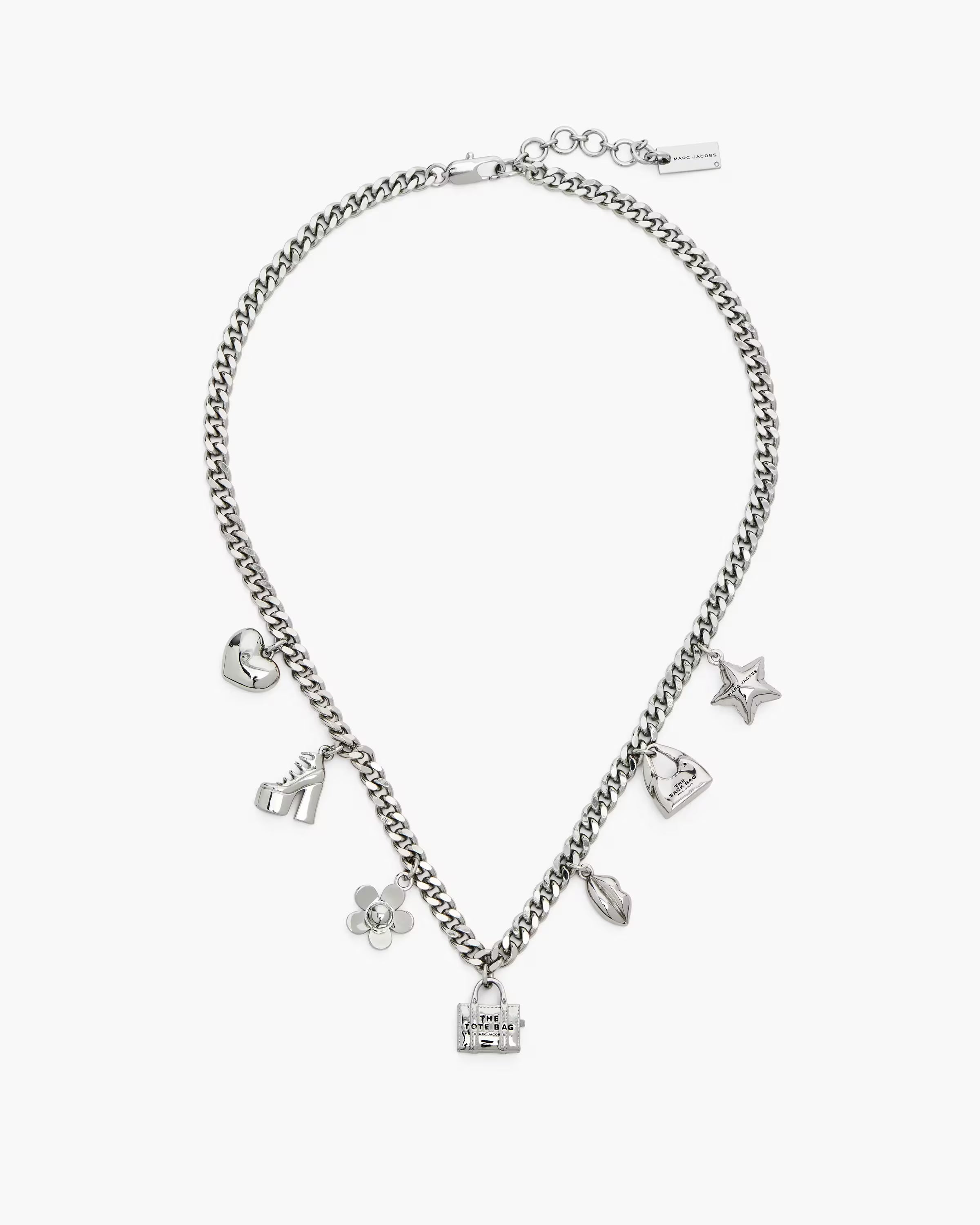 Marc Jacobs The Mini Icon Charm Necklace Light Antique Silver