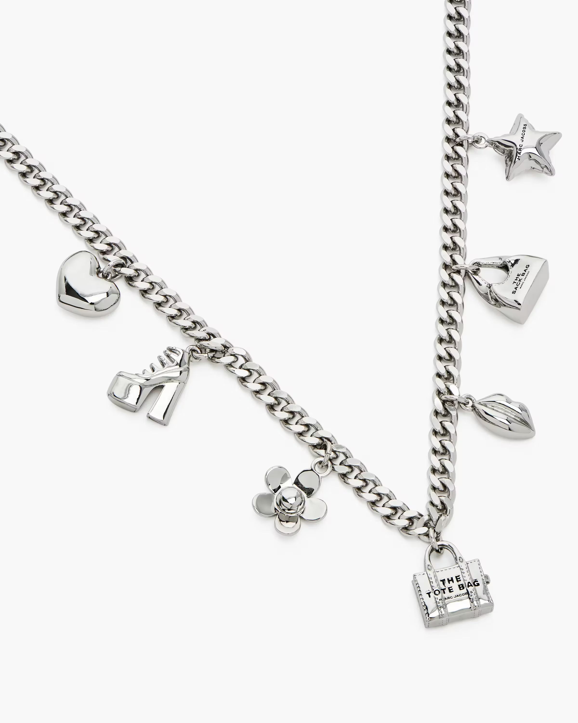Marc Jacobs The Mini Icon Charm Necklace Light Antique Silver
