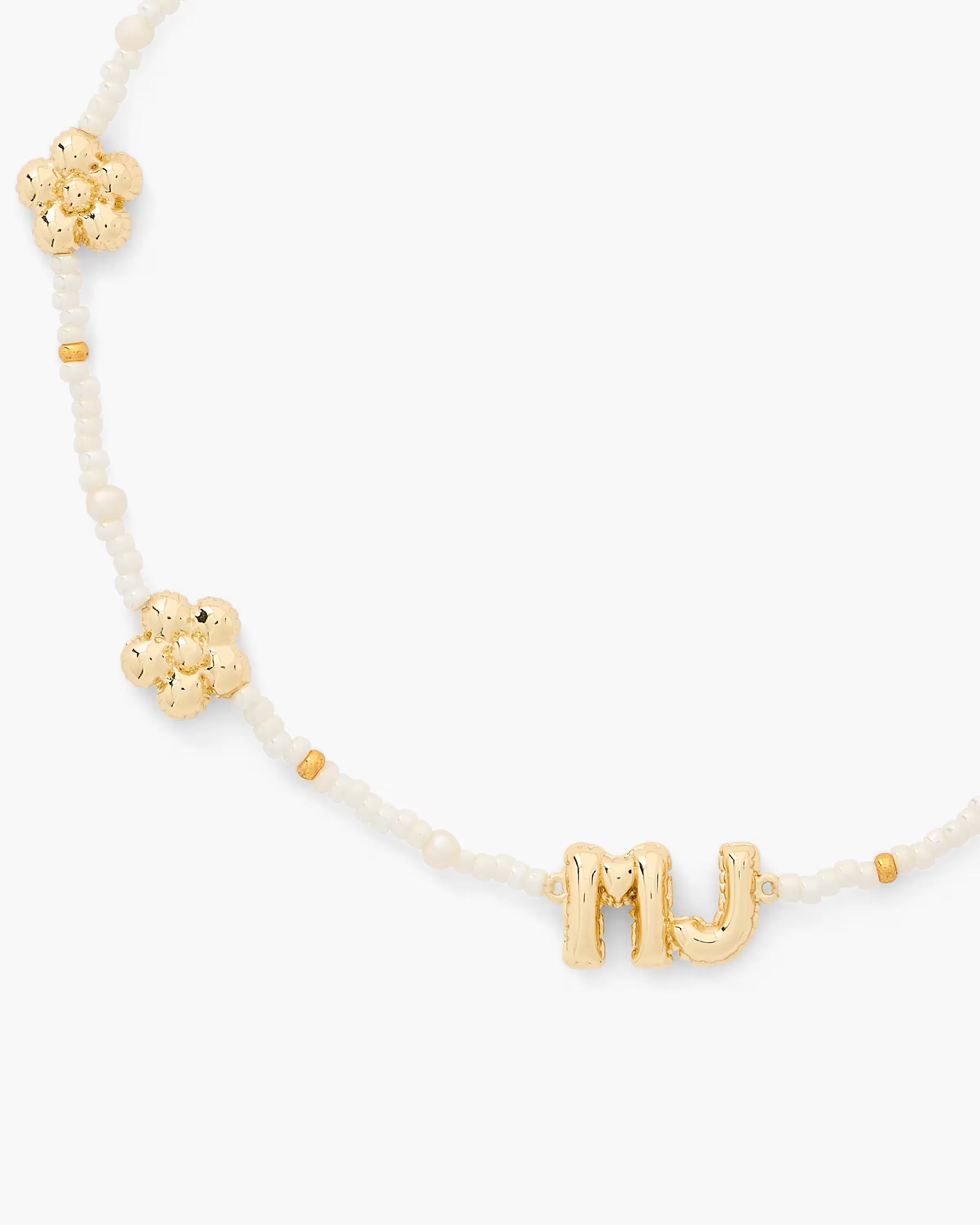 Marc Jacobs The Beaded Mj Balloon Necklace Gold/Cream