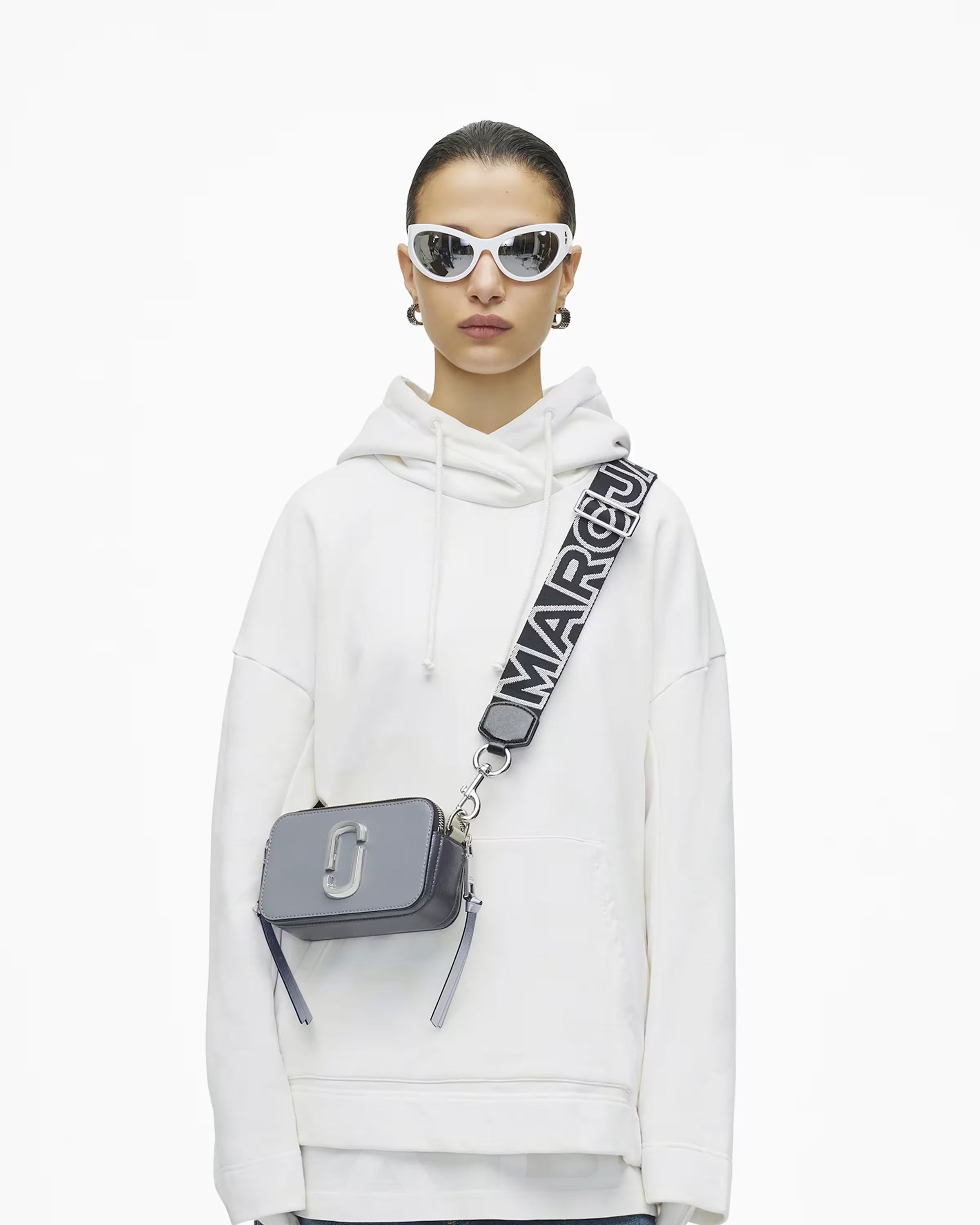Marc Jacobs The Thin Outline Logo Webbing Strap Wolf Grey Multi