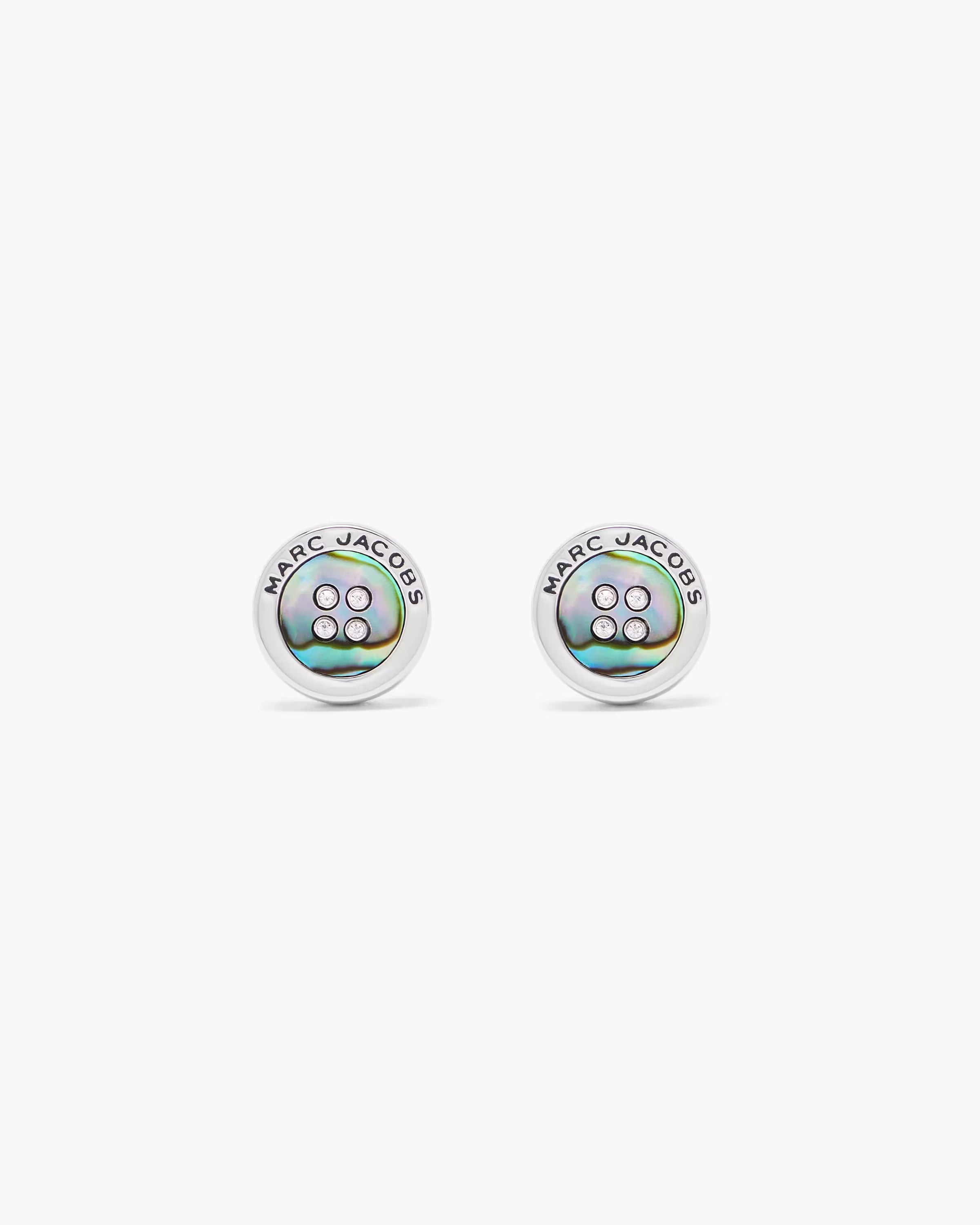 Marc Jacobs The Button Abalone Stud Earrings Silver/Abalone