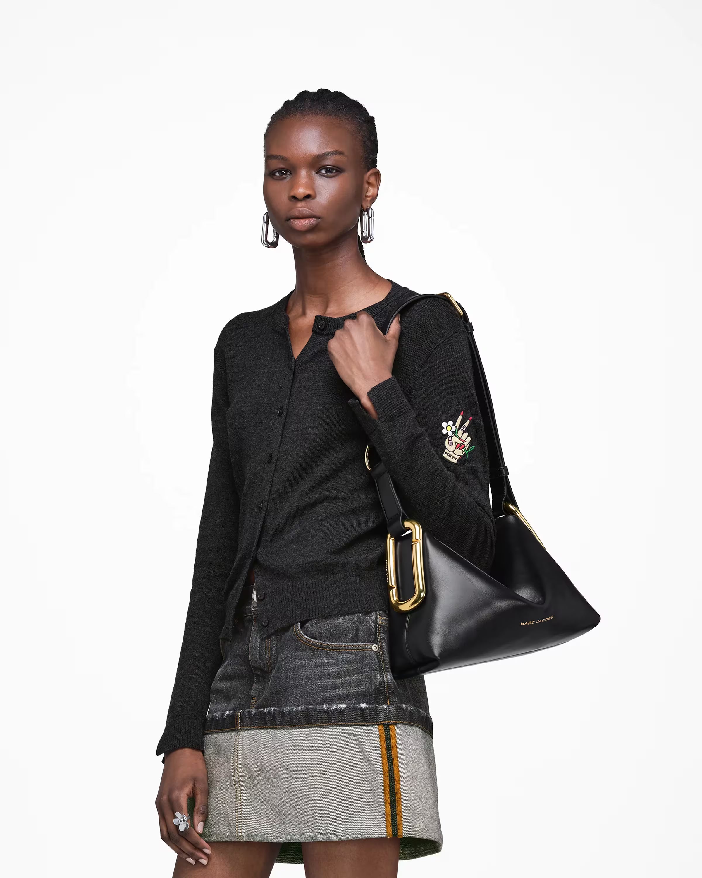 Marc Jacobs The Thin Outline Logo Webbing Strap Wolf Grey Multi