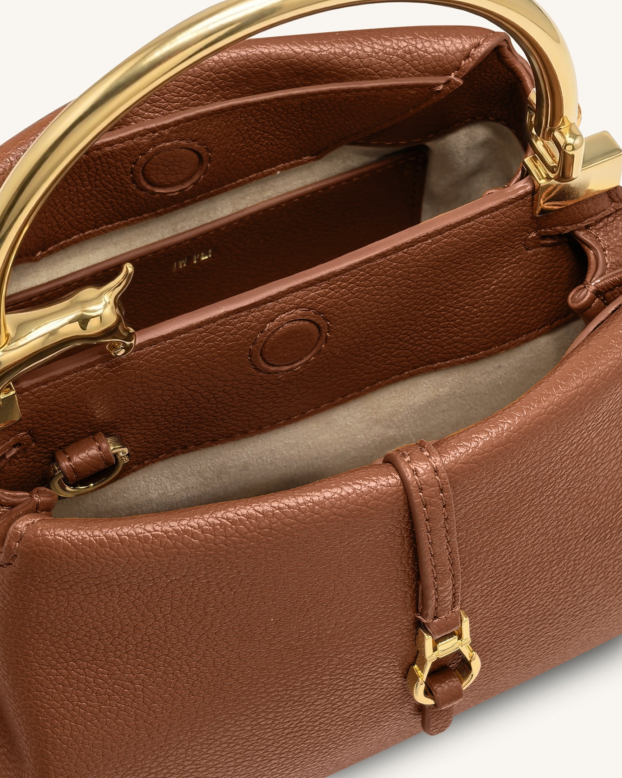 Jw Pei Bruna Dachshund Metal Handle Top Handle Bag Brown