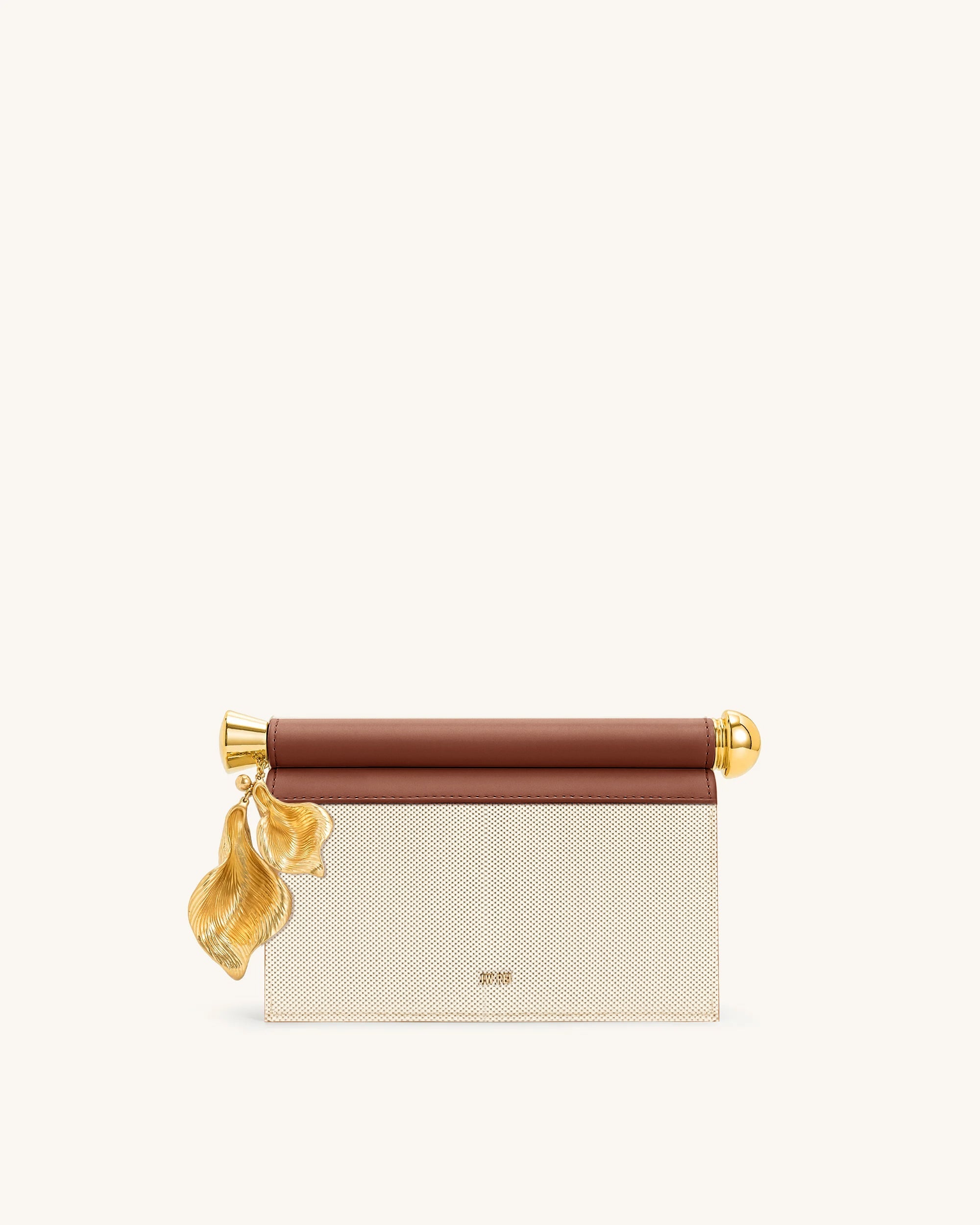 Jw Pei Holly Metal Pendant Embellished Clutch Brown Canvas