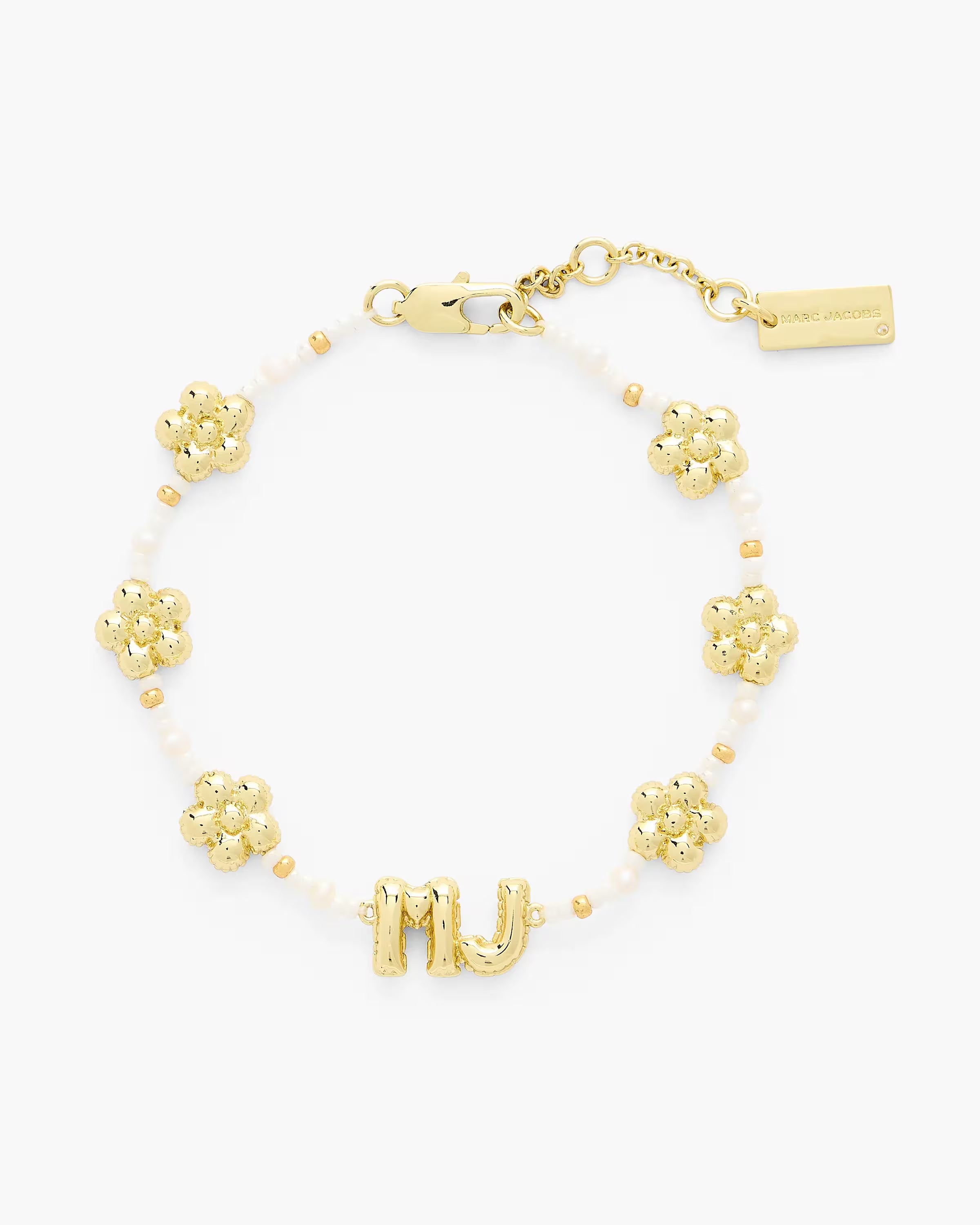Marc Jacobs The Beaded Mj Balloon Bracelet Gold/Cream