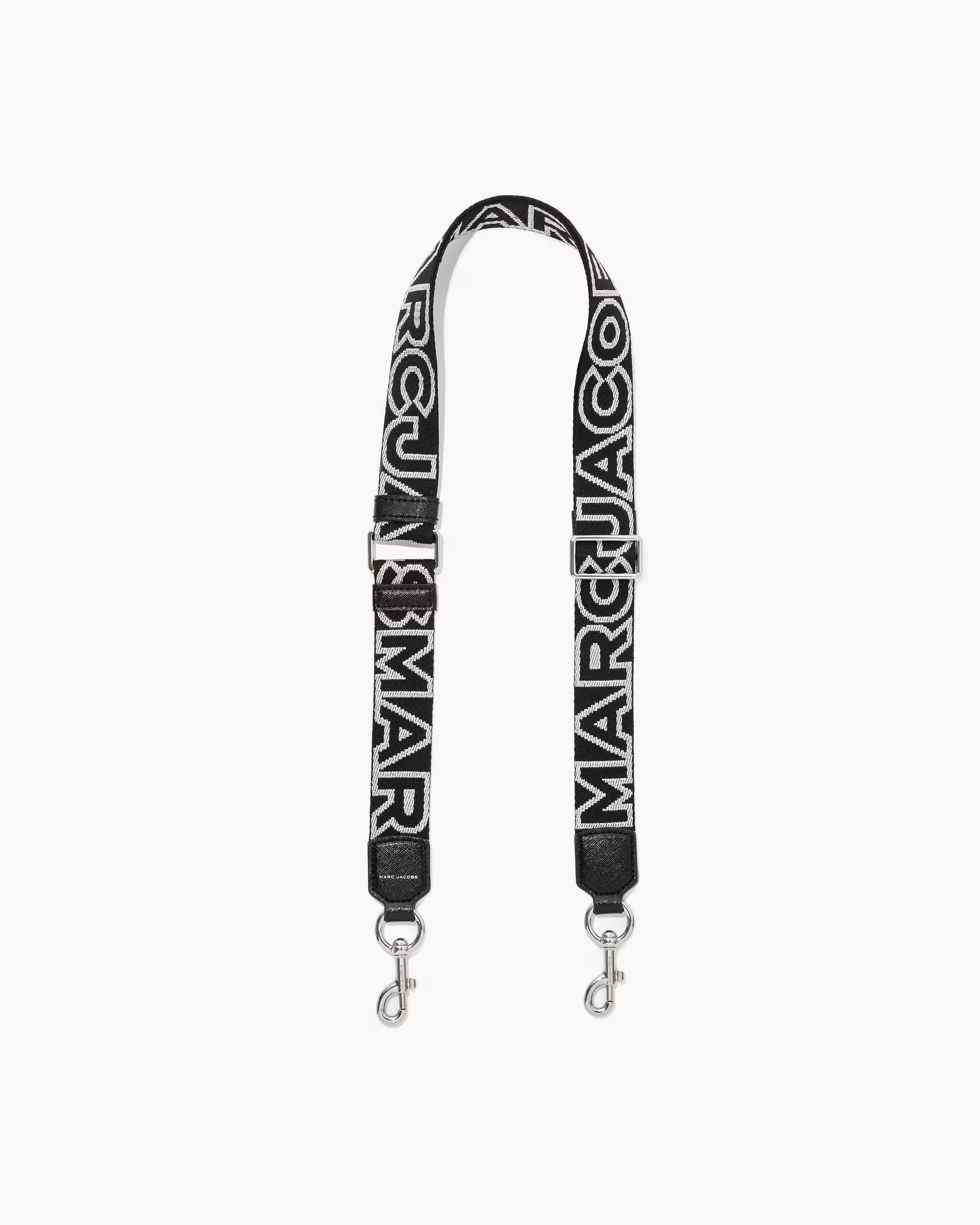 Marc Jacobs The Thin Outline Logo Webbing Strap Black/Silver