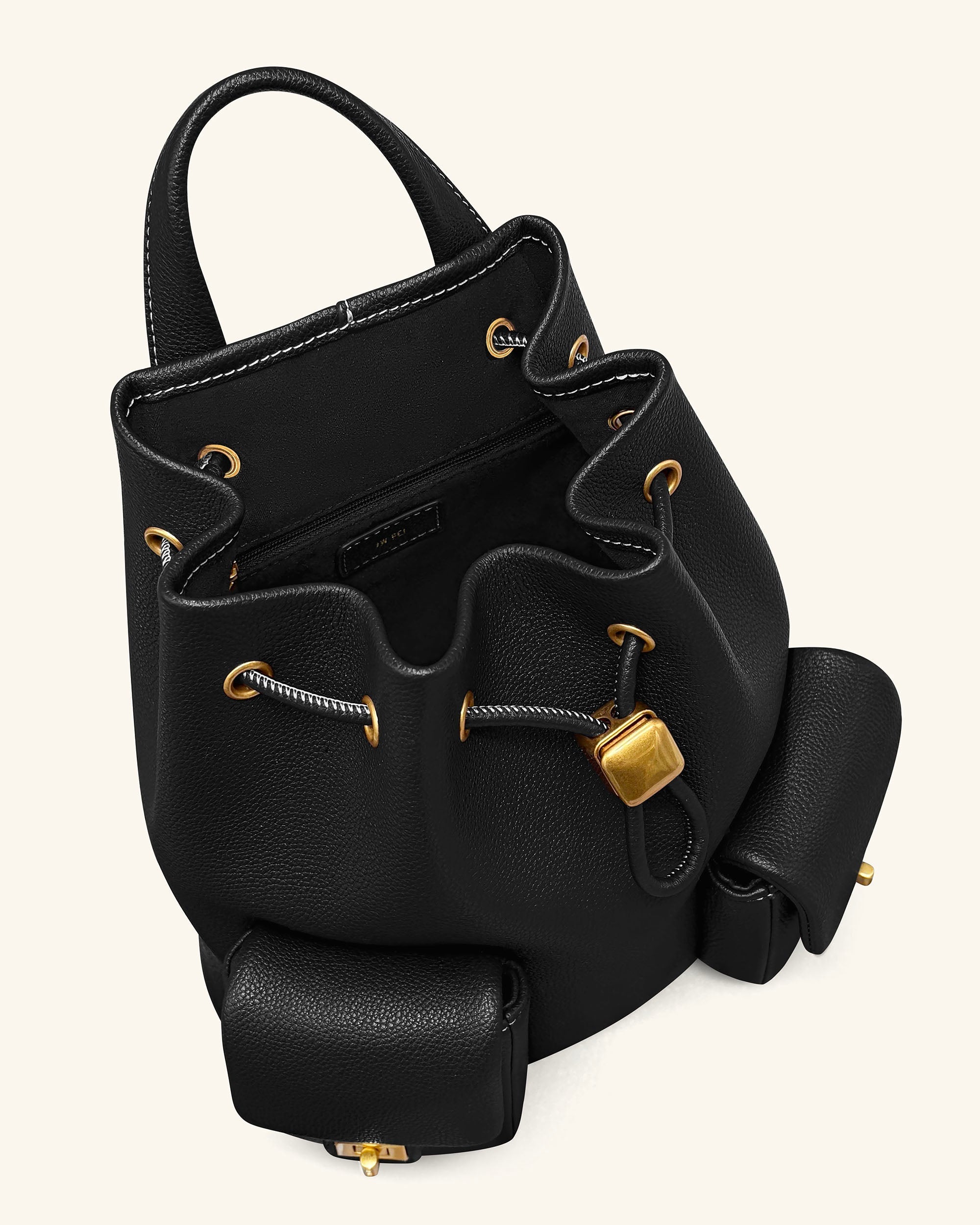 Jw Pei Avery Pebbled Drawstring Utility Backpack – Black