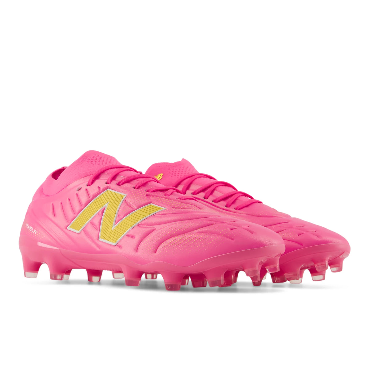 New Balance Tekela Women's Pro Low MG V5 Pink Heat with Metallic Gold and Pink Satin