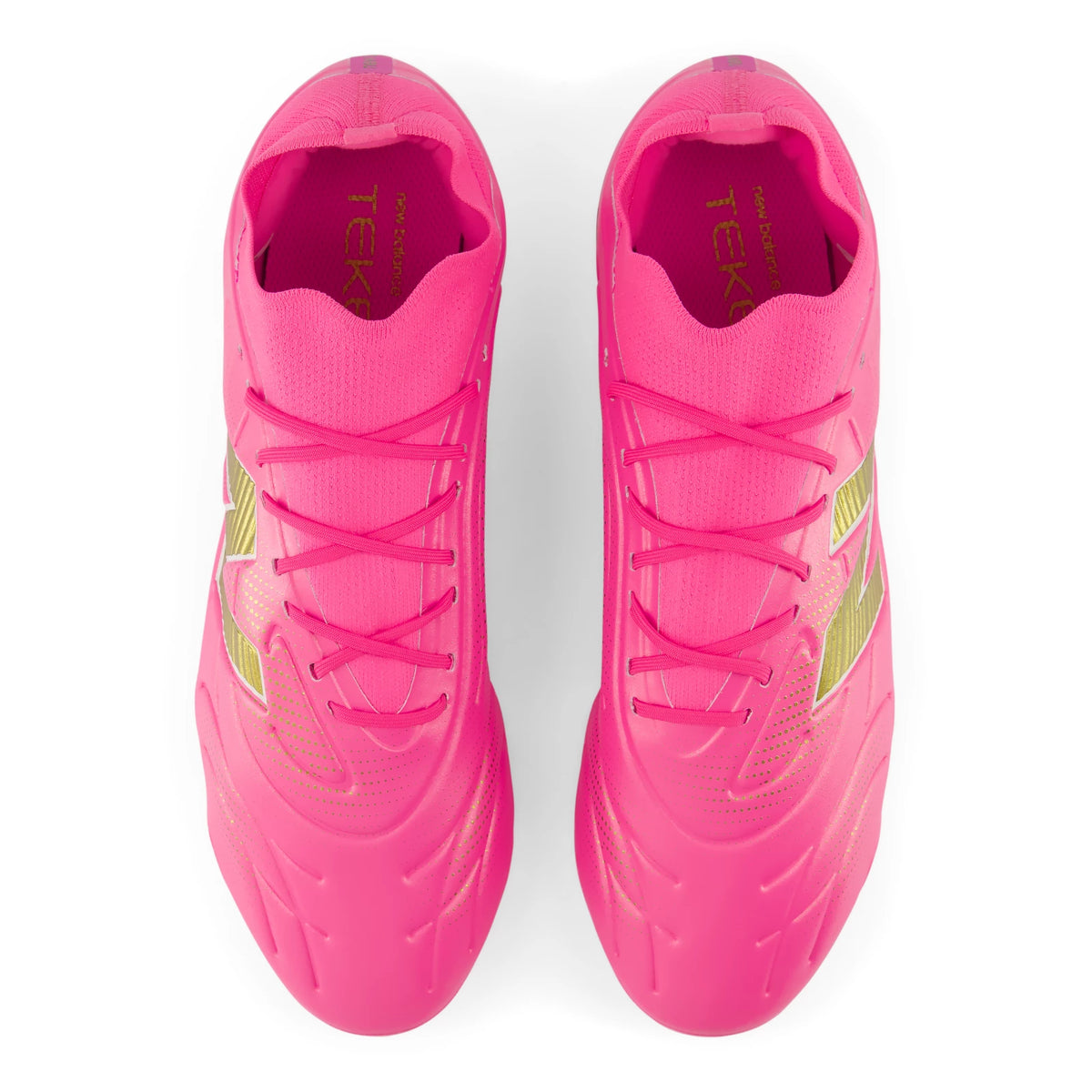 New Balance Tekela Team Low FG V5 Pink Heat with Metallic Gold and Pink Satin