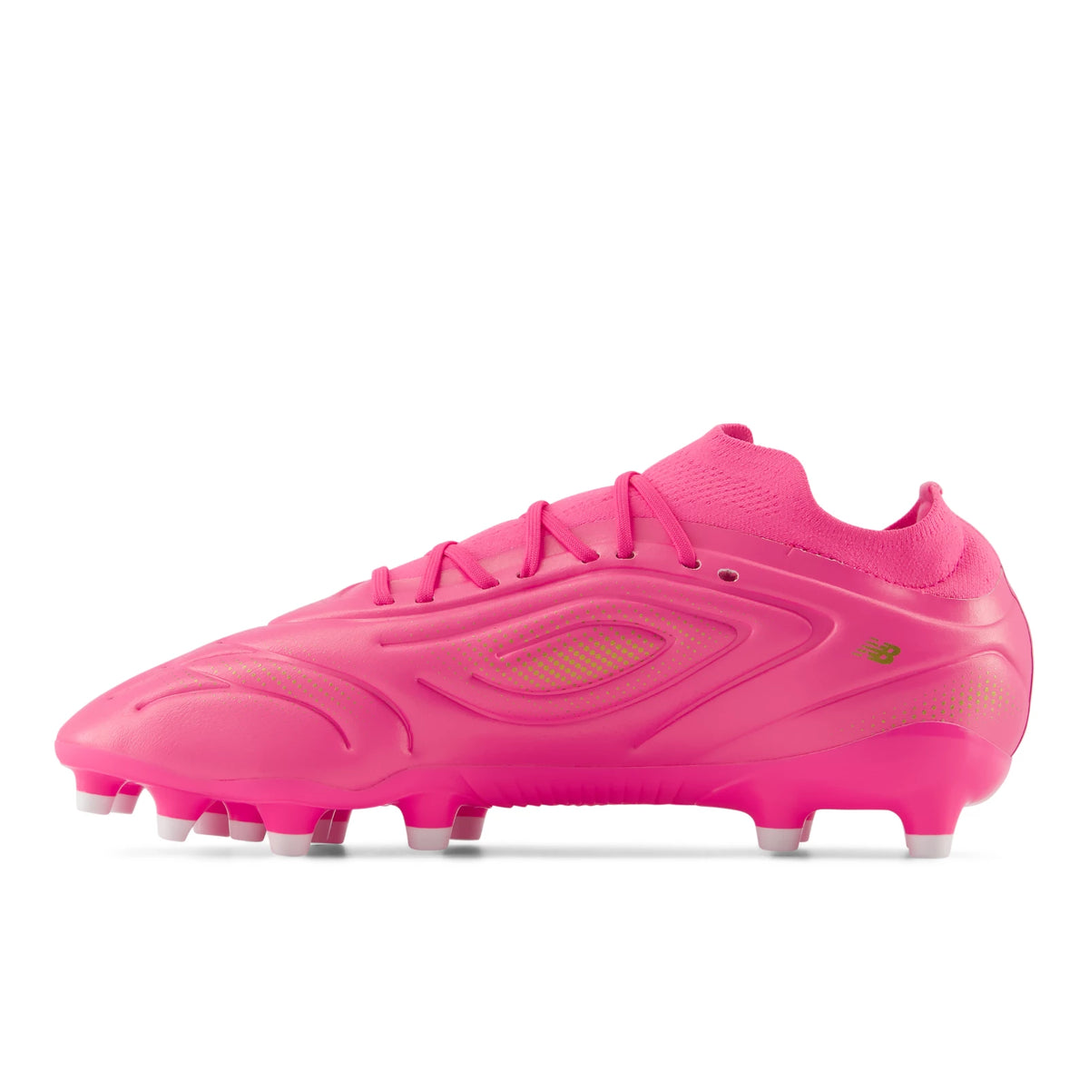 New Balance Tekela Women's Team Low MG V5 Pink Heat with Metallic Gold and Pink Satin