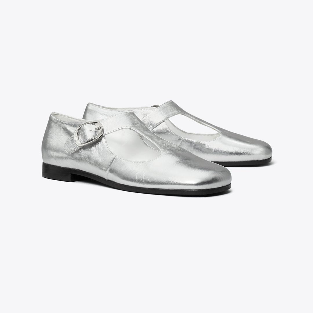 Tory Burch Violet T-Strap SILVER