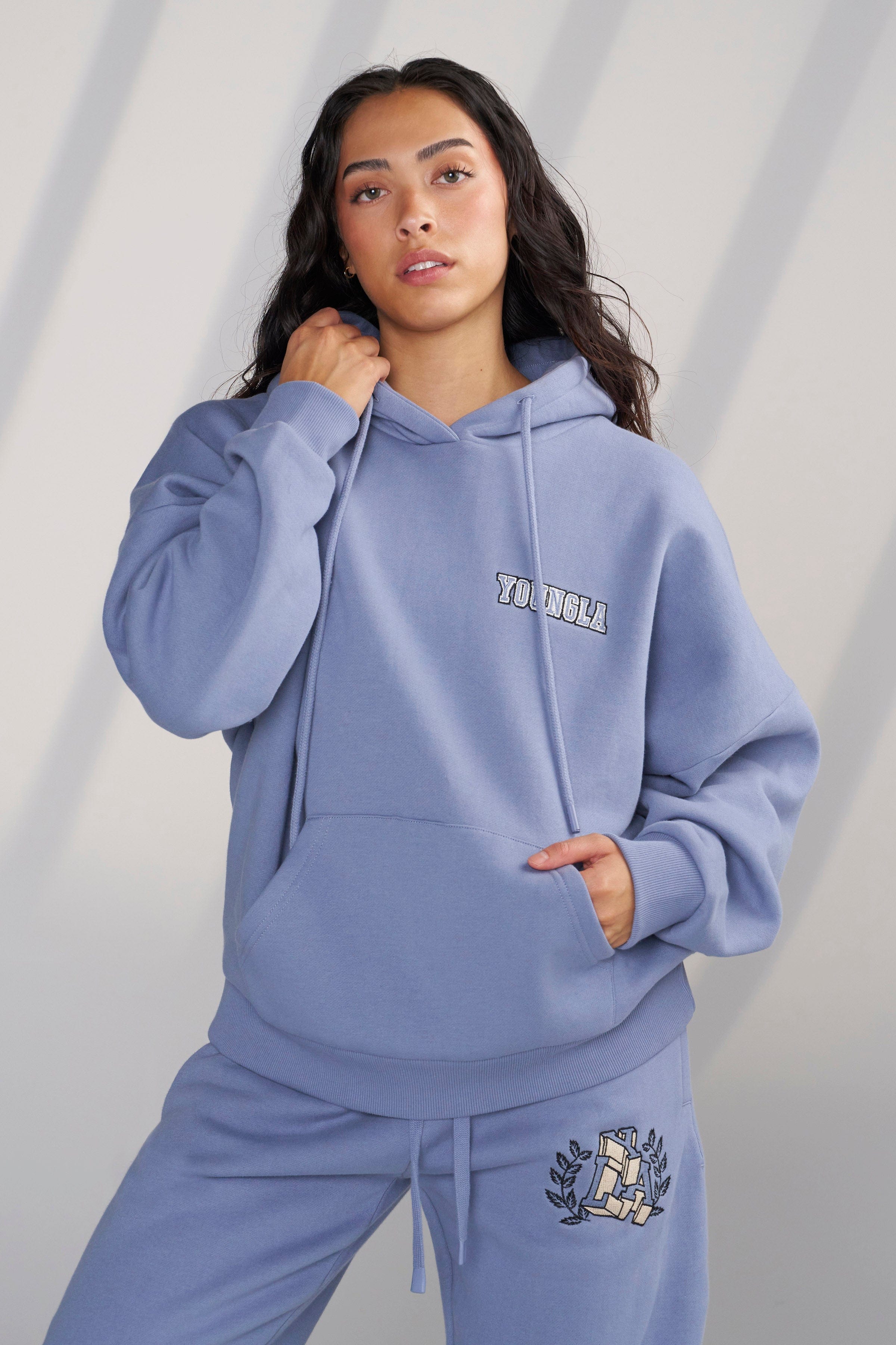 YoungLA W524 - Teddy Hoodie Kashmir Blue