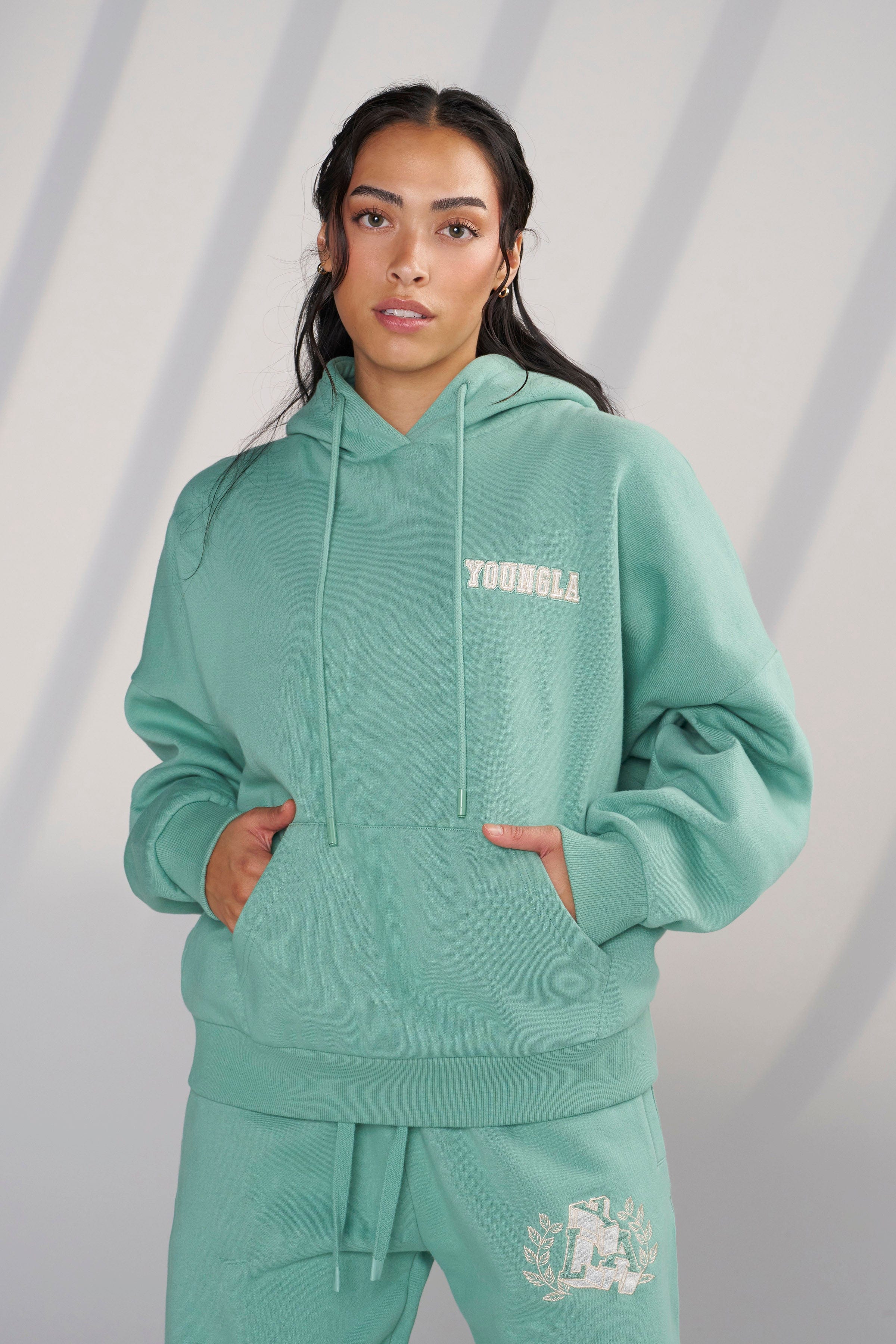 YoungLA W524 - Teddy Hoodie Moss Green