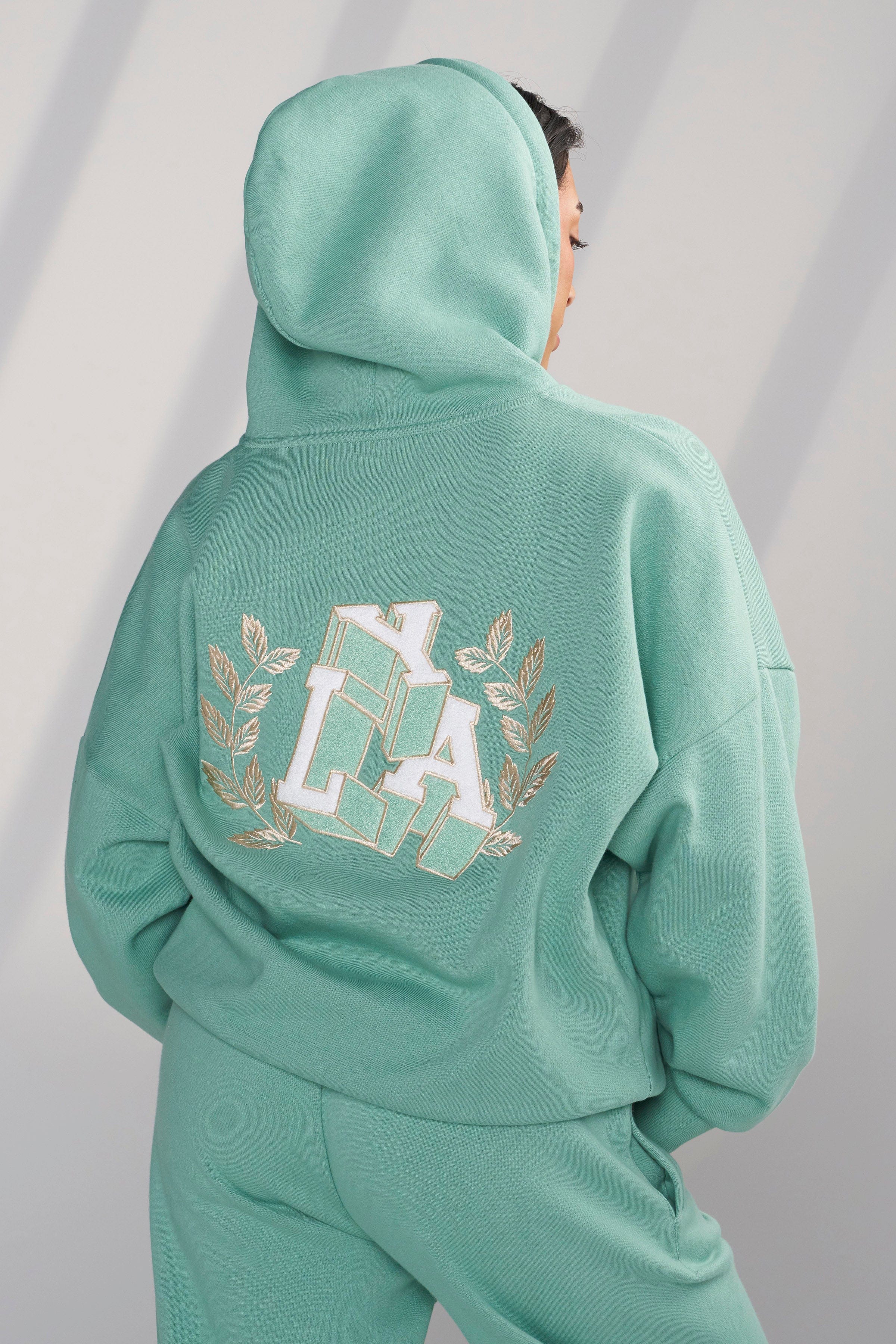 YoungLA W524 - Teddy Hoodie Moss Green