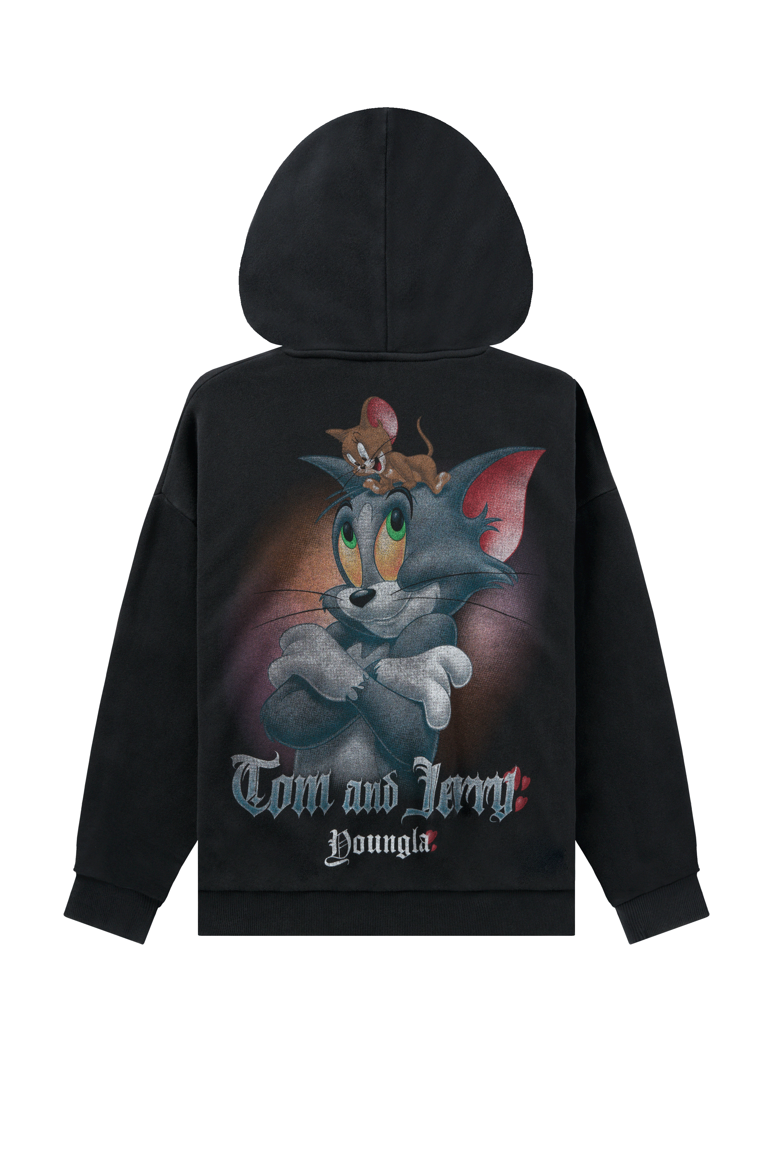 YoungLA W528 Tom & Jerry Oversized Hoodie Black/Grey