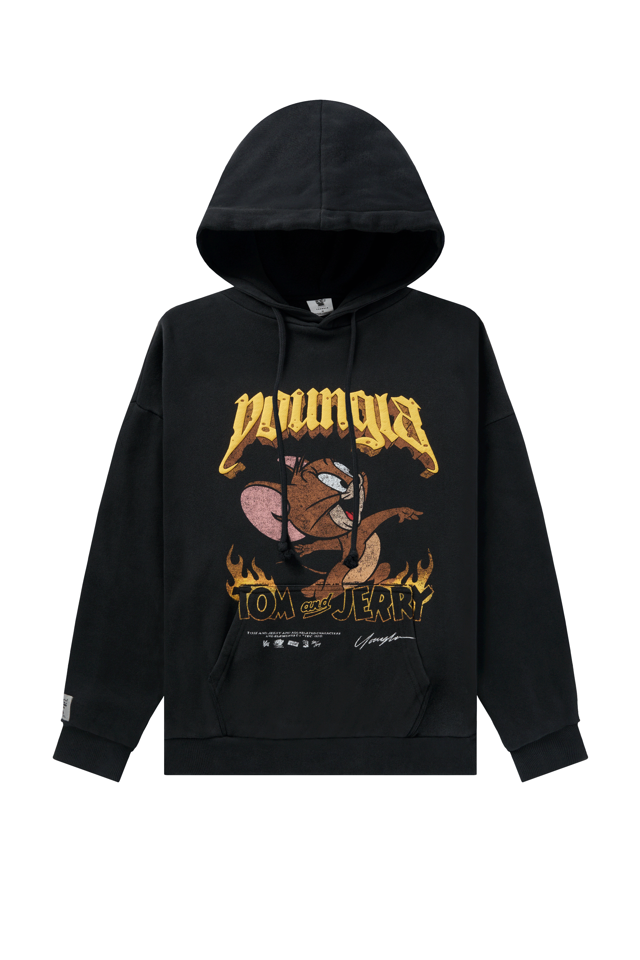YoungLA W528 Tom & Jerry Oversized Hoodie Black/Yellow