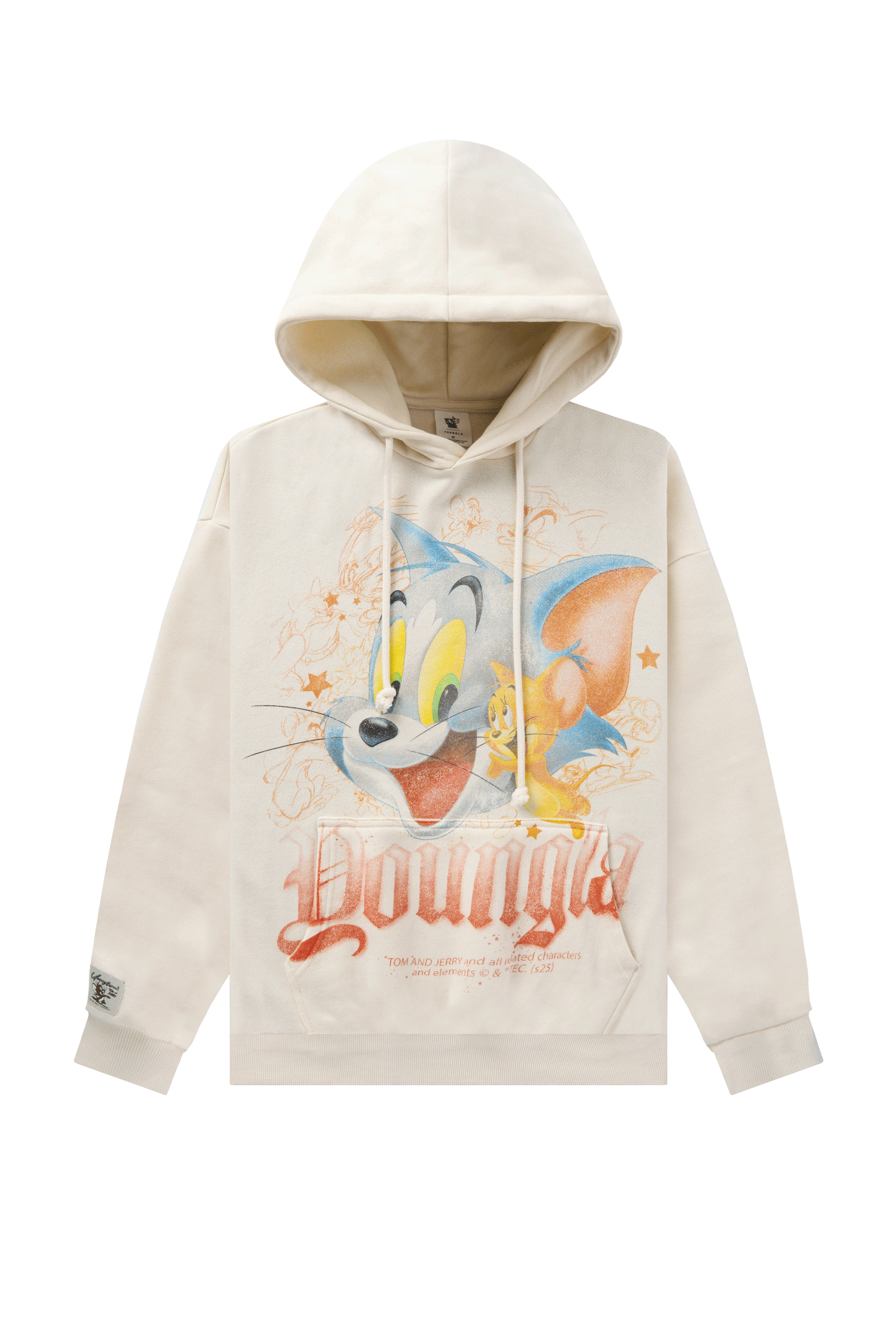 YoungLA W528 Tom & Jerry Oversized Hoodie Cream
