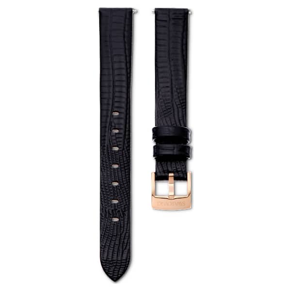 Swarovski Watch Strap 13 Mm (0.51") Width Leather Black Rose Gold-Tone Finish SW5674160