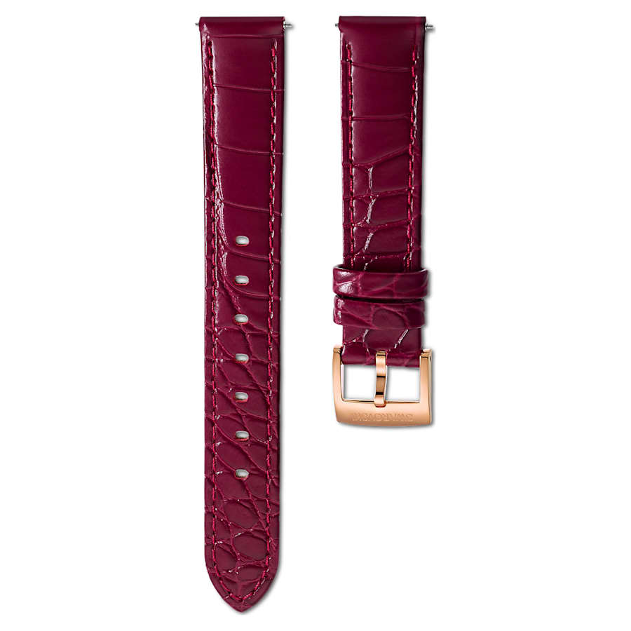 Swarovski Watch Strap 15 Mm (0.59") Width Leather with Stitching Red Rose Gold-Tone Finish SW5674150