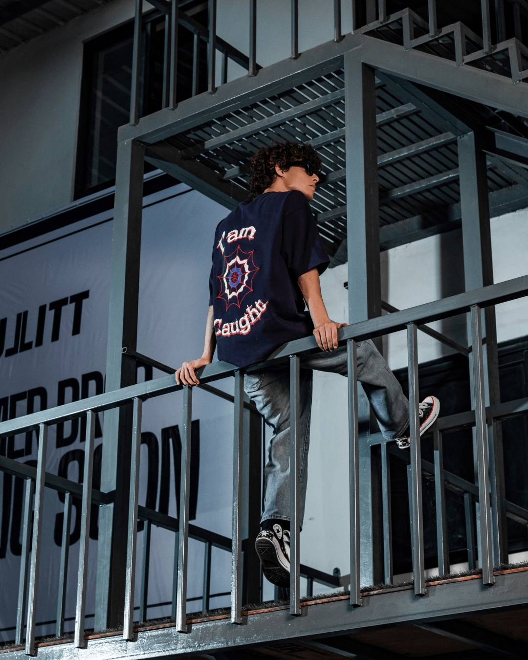 WEBBED UP NAVY BLUE TEE