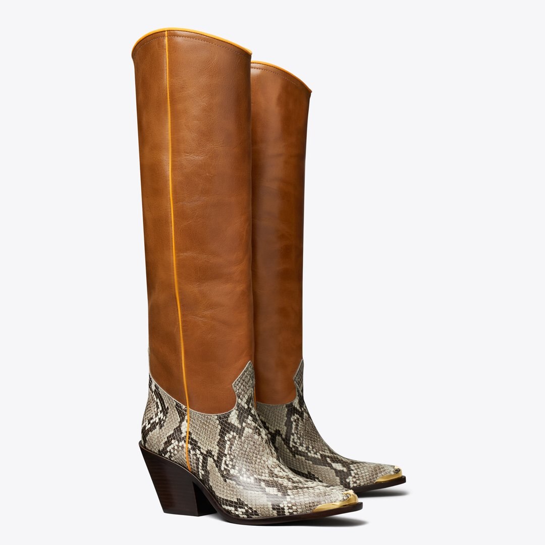 Tory Burch Western Tall Boot RANCH BROWN / NATURAL ROCCIA