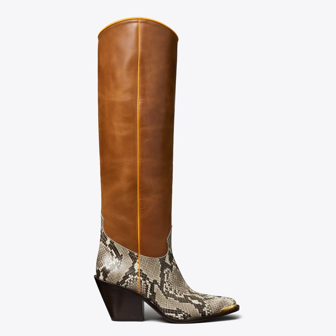 Tory Burch Western Tall Boot RANCH BROWN / NATURAL ROCCIA