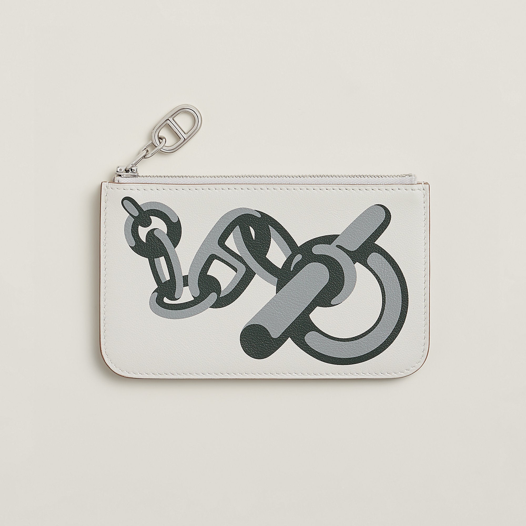 Hermes Zipengo Chaine D'Ancre Card Holder Gris Ple