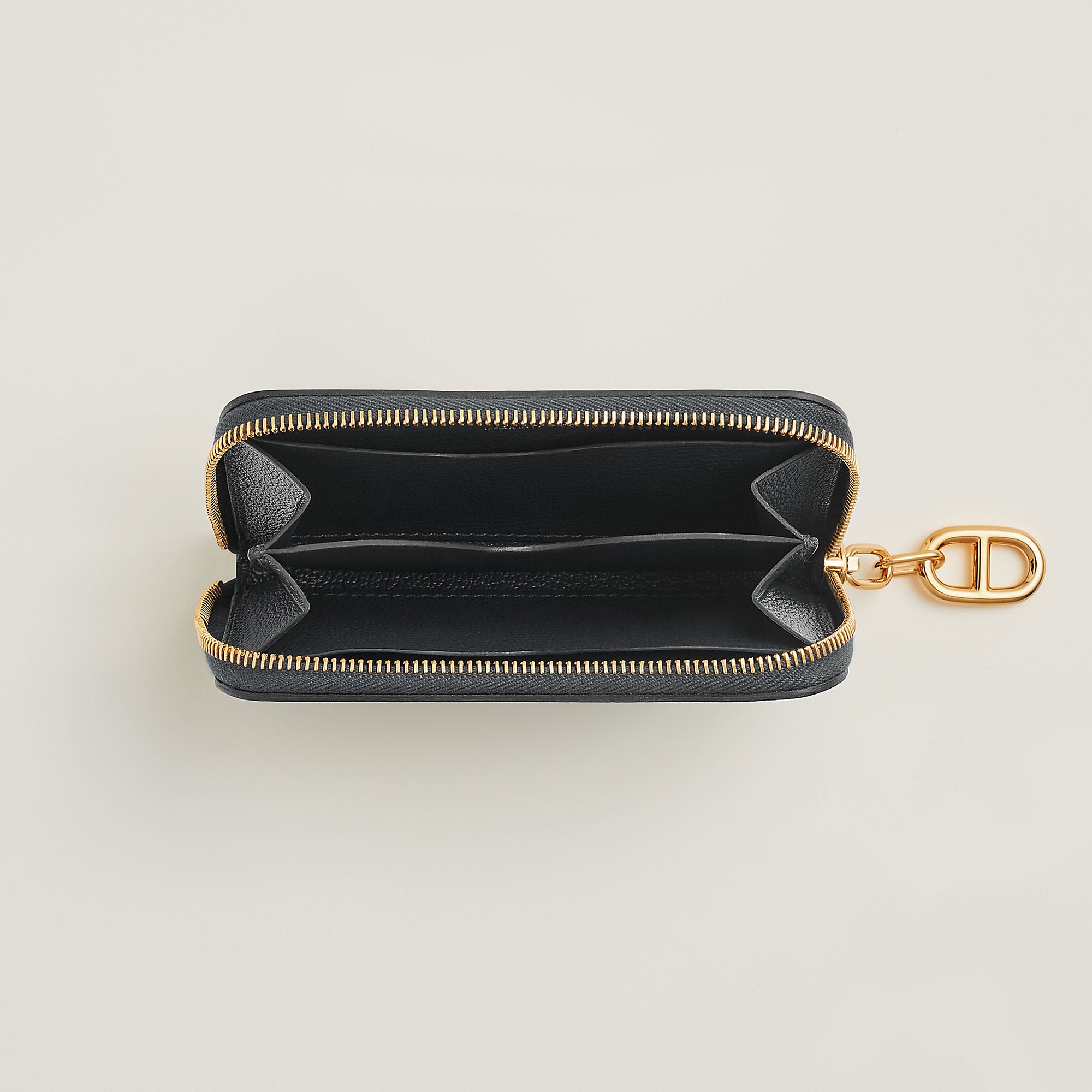 Hermes Zipengo Chaine D'Ancre Compact Card Holder Gris Misty