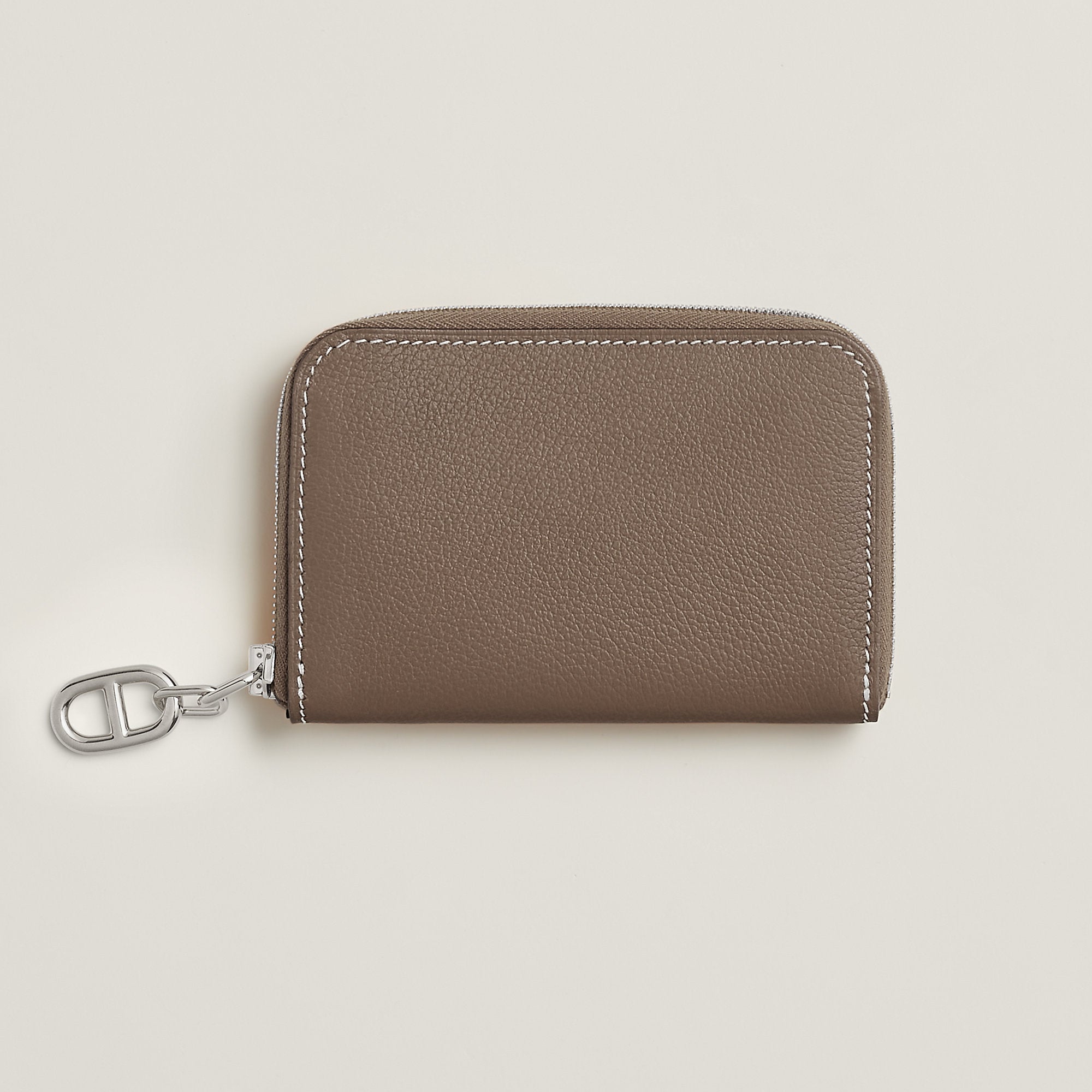 Hermes Zipengo Chaine D'Ancre Compact Card Holder Toupe