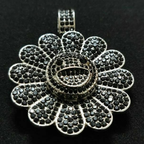 MURAKAMI FLOWER ICED OUT PENDANT (BLACK SILVER PLATED)