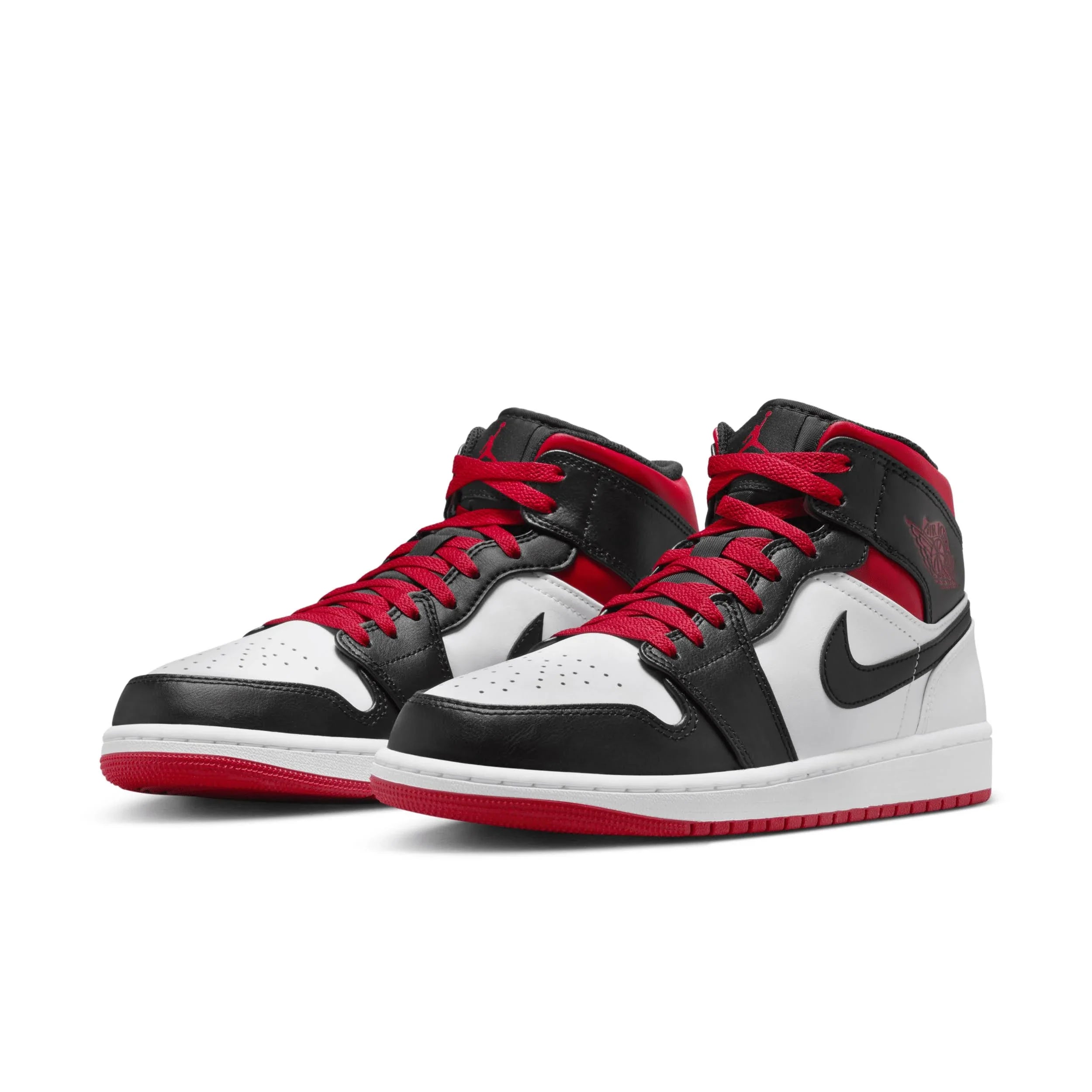 Air Jordan 1 Mid Sneakers White / Gym Red / Black Sale
