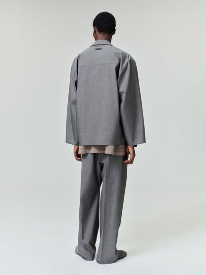 Essentials Cotton Wool Oxford Shirt Jacket Willow
