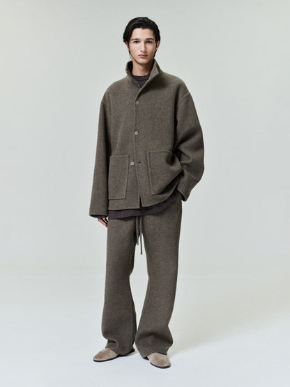 Essentials Double Face Wool Cashmere Sport Jacket Khaki Melange