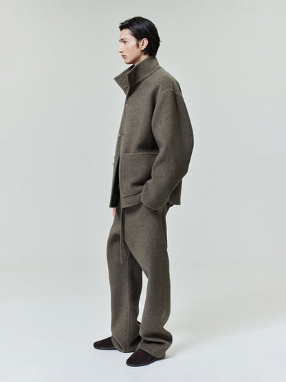 Essentials Double Face Wool Cashmere Flared Pants Khaki Melange