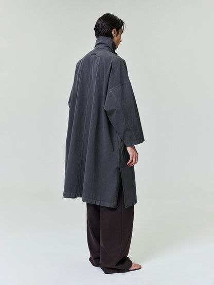 Essentials Garment-Dyed Cropped Sleeve Car Coat Dark Grey