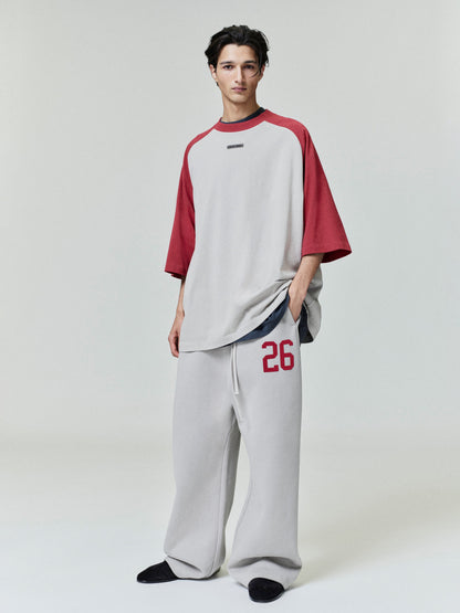 Essentials Baseball Tee Smoke Grey / Crimson