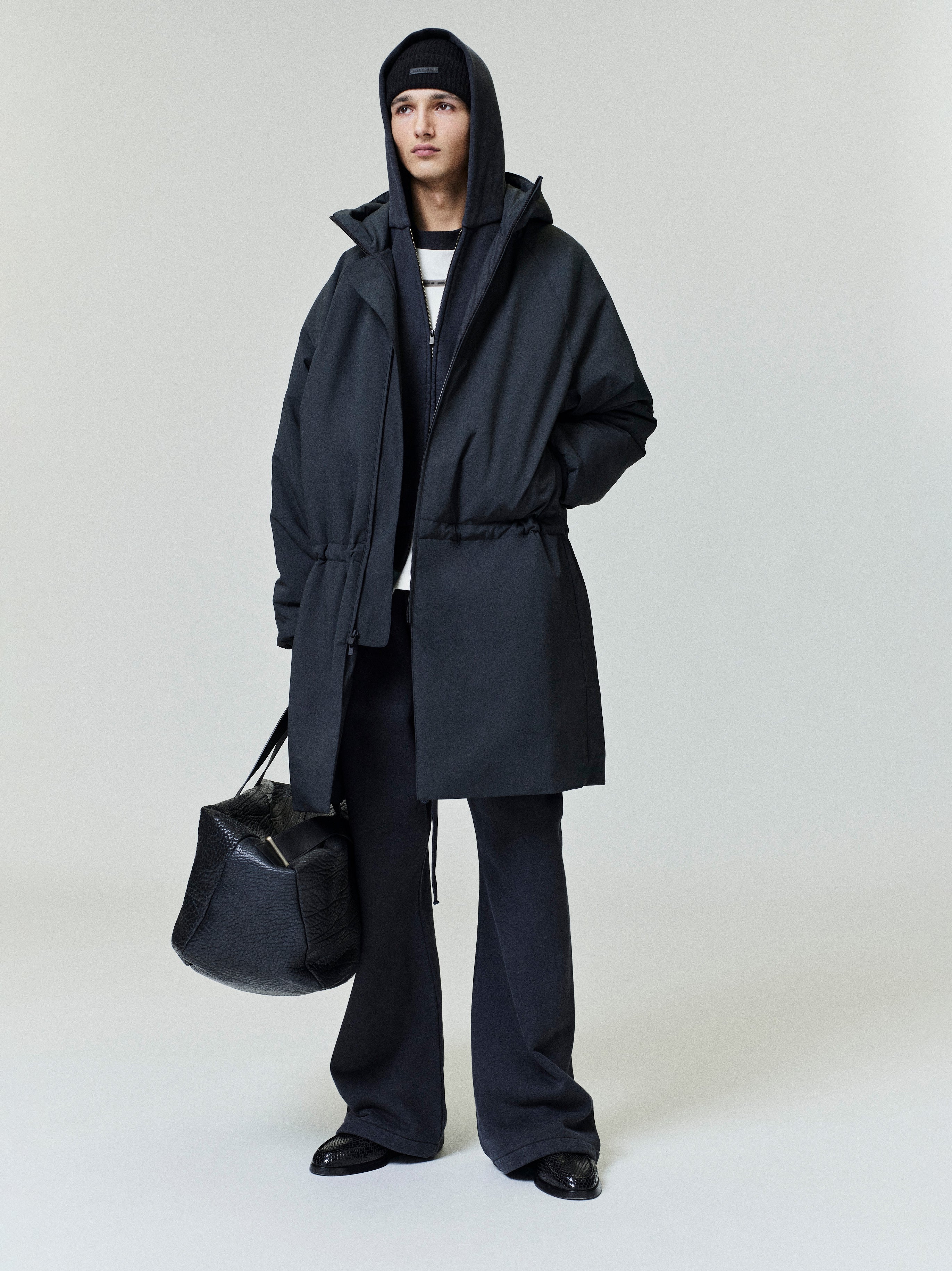 Essentials Tech Nylon Hooded Parka Vintage Black