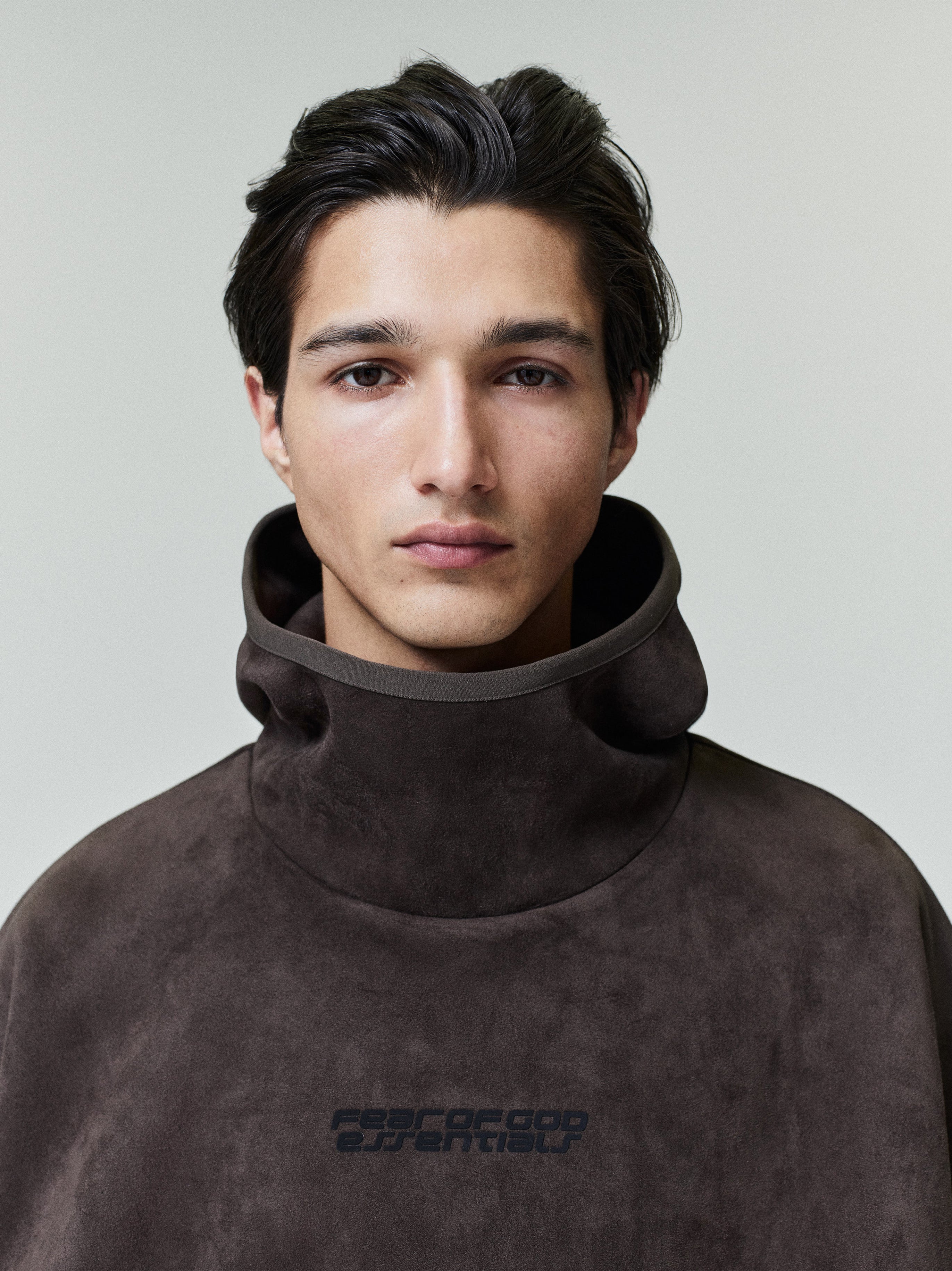 Essentials Suede Fleece Modern Hoodie Brown