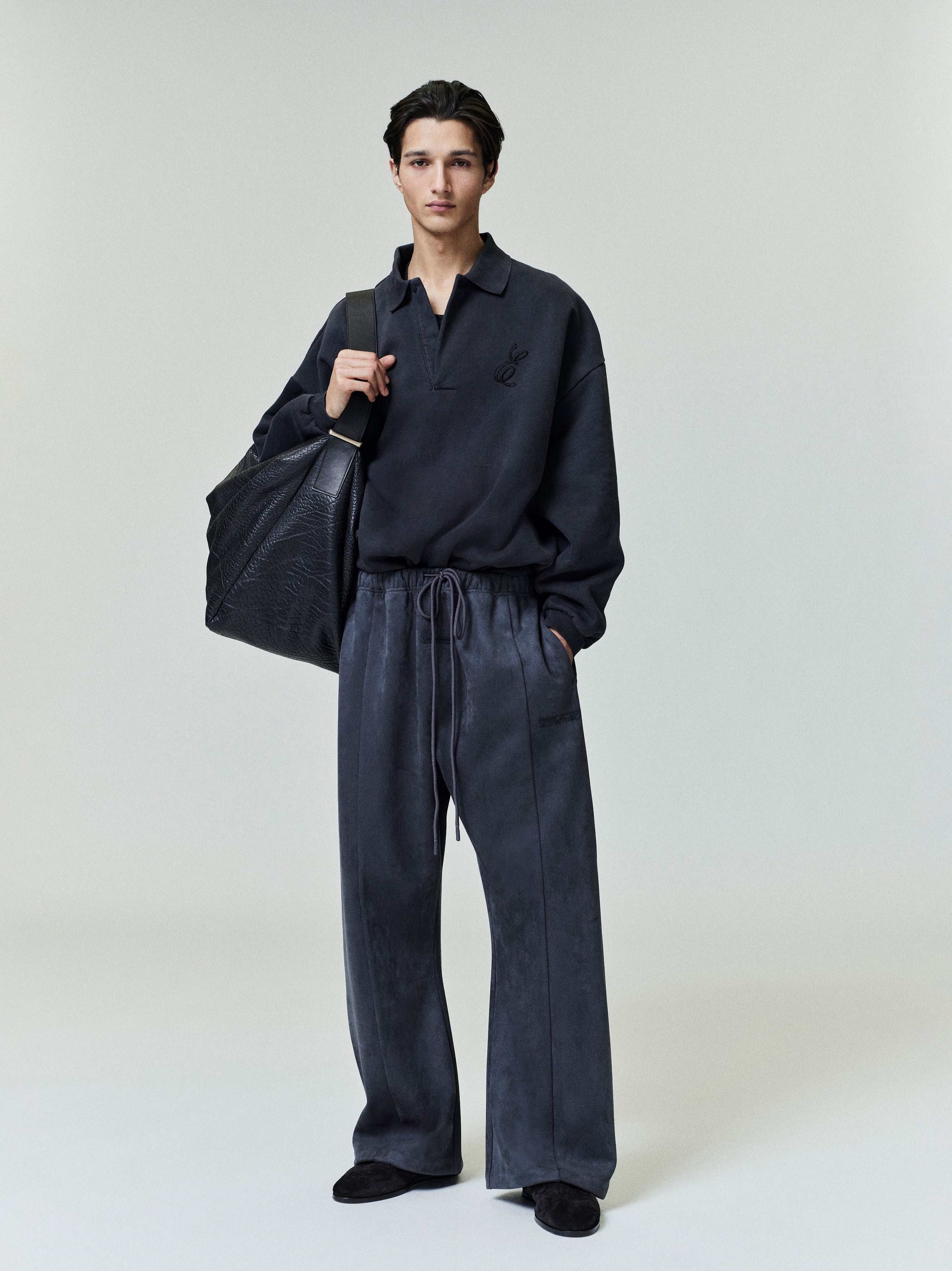 Essentials Embroidered Classic Polo Sweatshirt Vintage Black