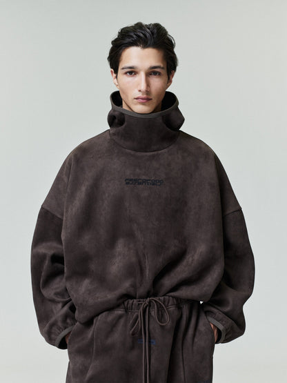 Essentials Suede Fleece Modern Hoodie Brown