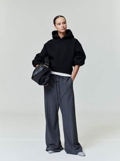 Essentials Womens Heavy Waffle 90S Hoodie Vintage Black