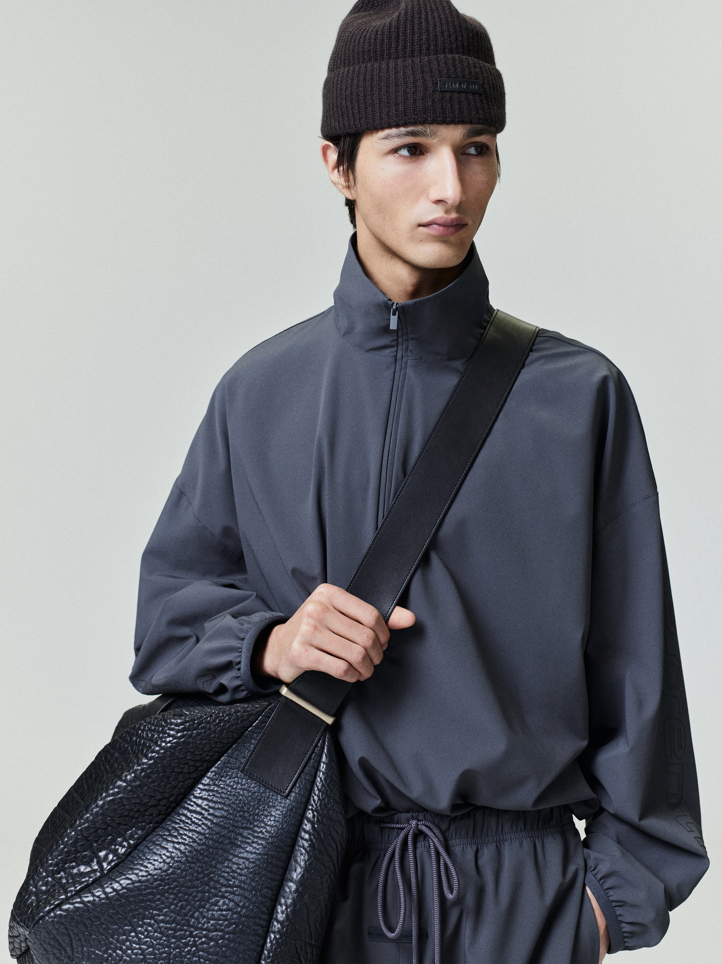 Essentials Tech Nylon Half Zip Track Jacket Iron Grey