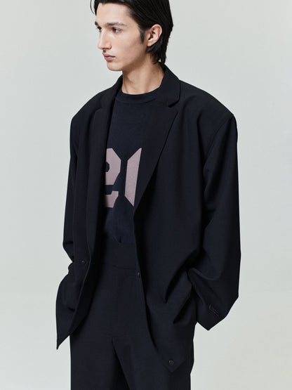 Essentials Wool Ripstop Relaxed Long Jacket Black