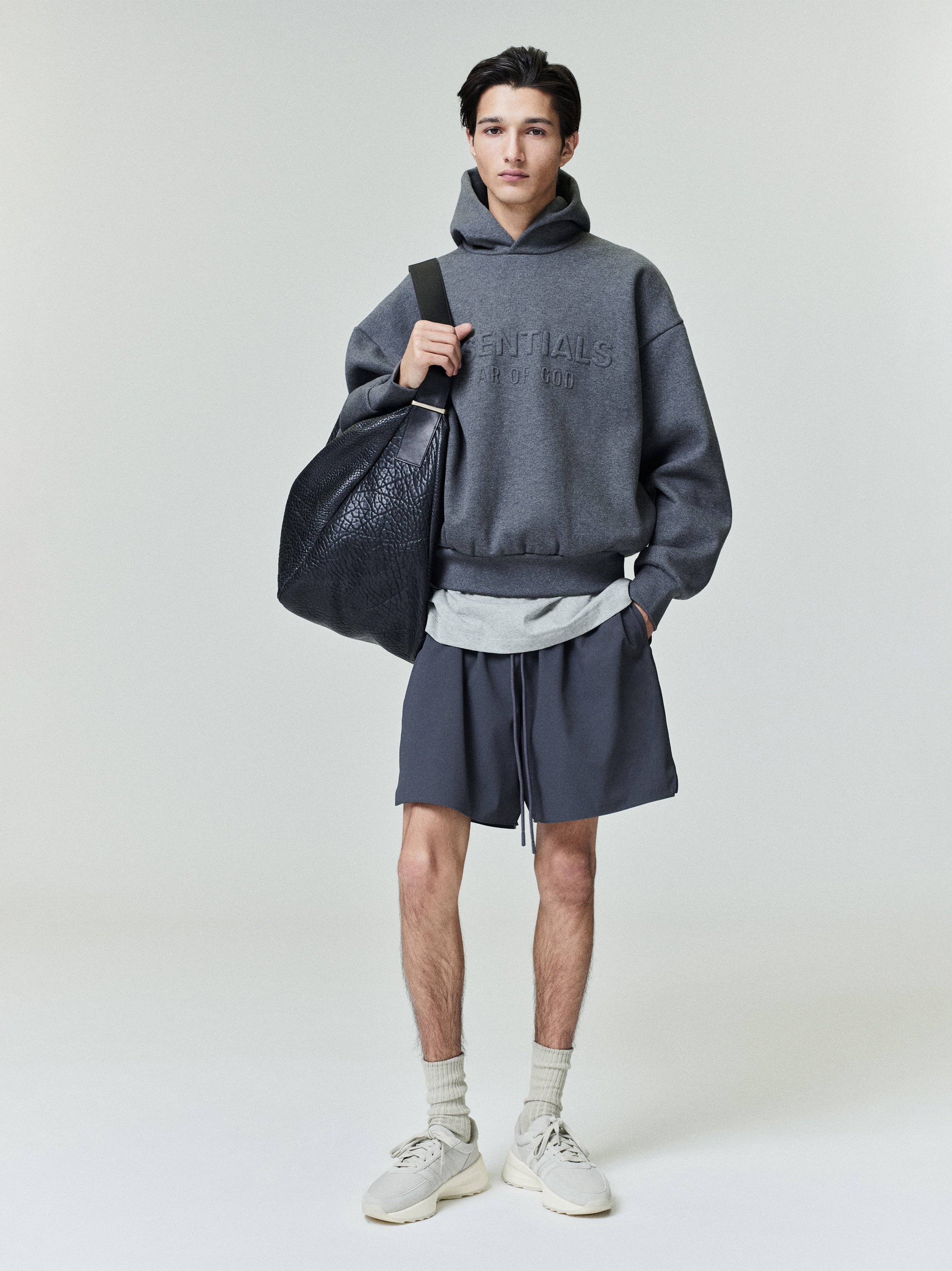 Essentials Embossed Essentials 90S Fit Hoodie Charcoal Heather